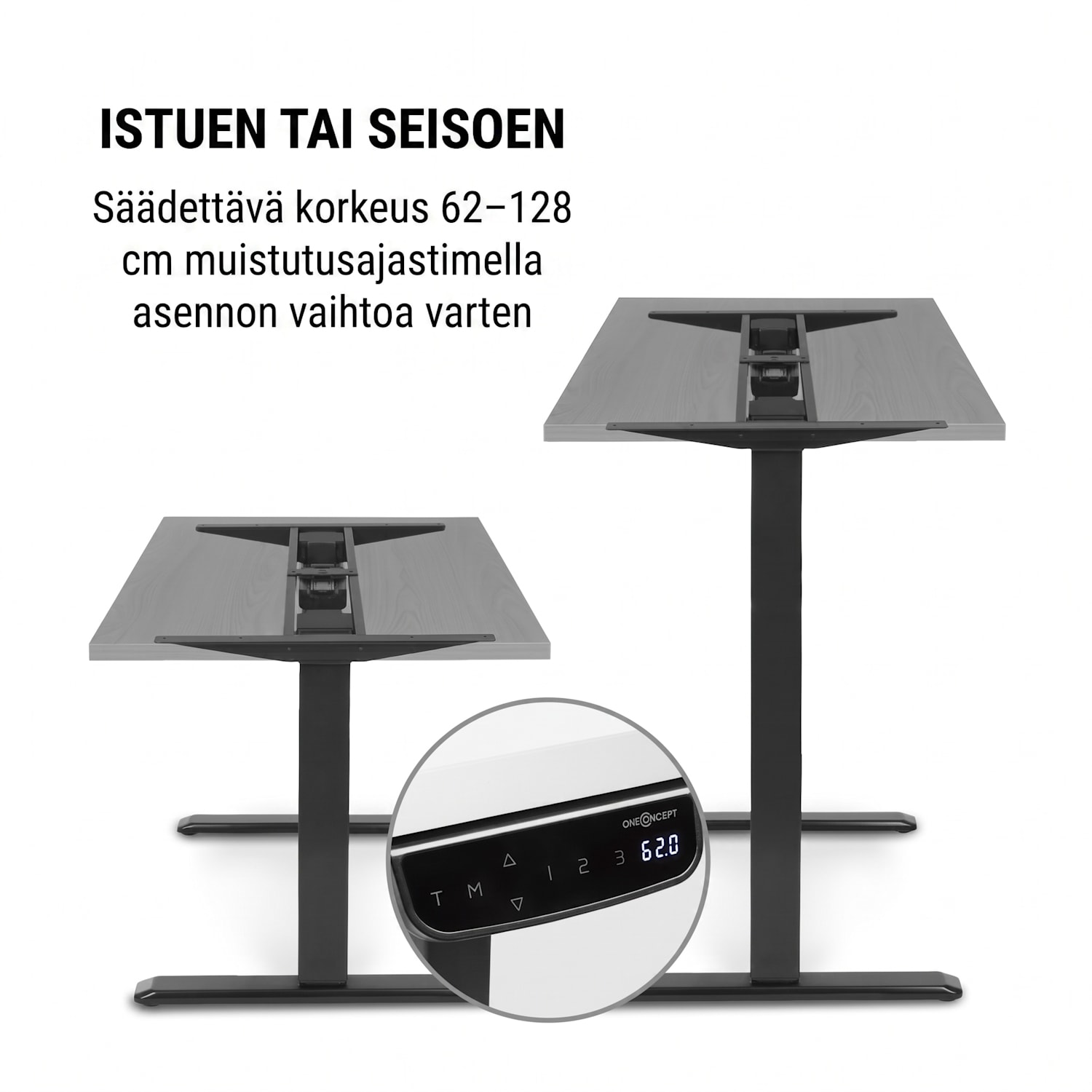 Multidesk Comfort -kirjoituspöytä korkeussäädettävä sähköinen musta sähköinen ohjaus | Musta