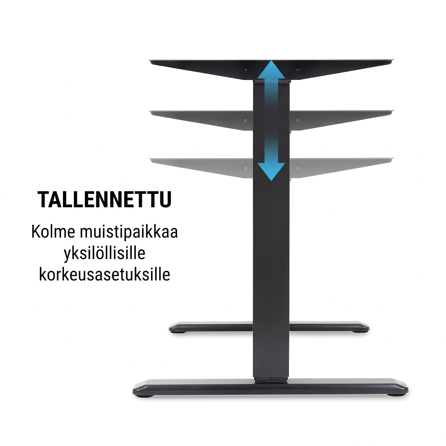 Multidesk Comfort -kirjoituspöytä korkeussäädettävä sähköinen musta sähköinen ohjaus | Musta