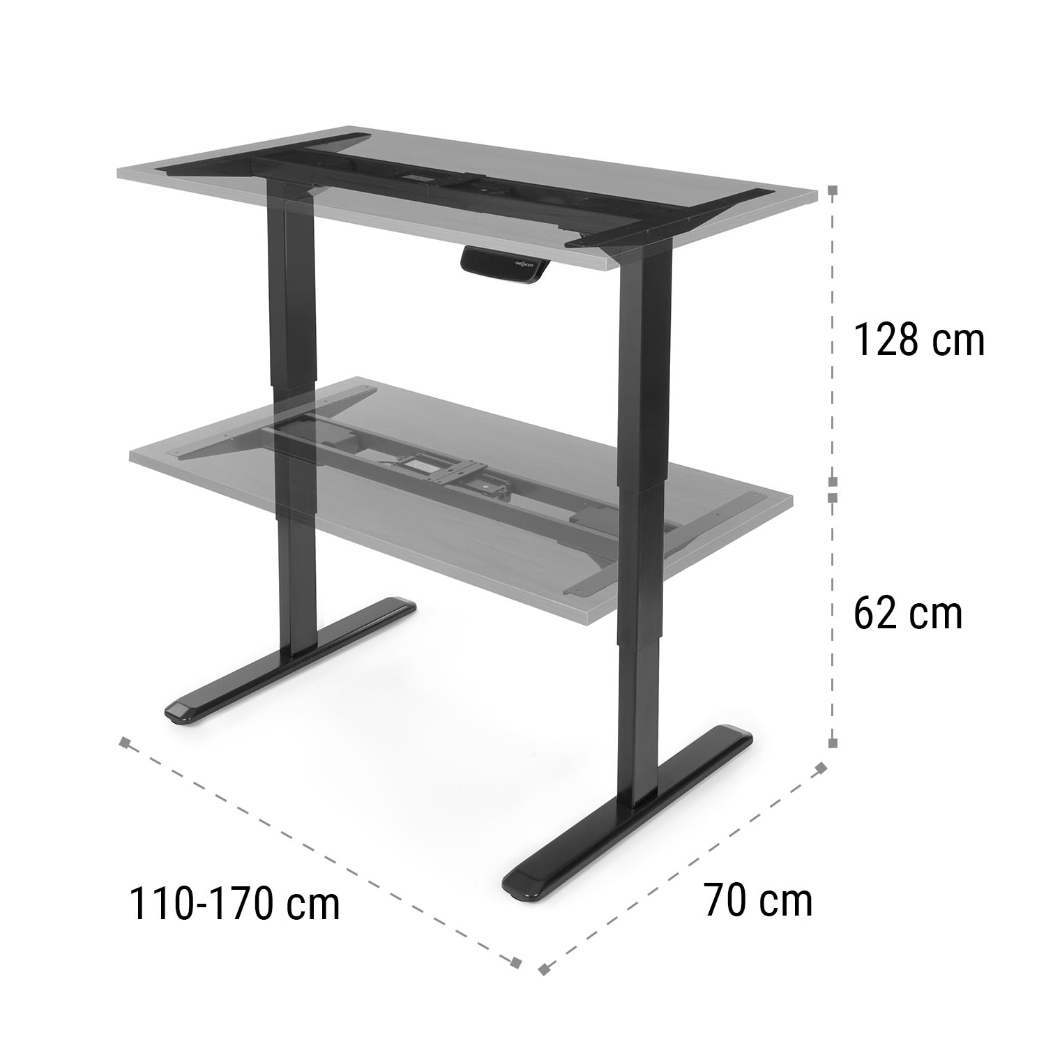 Multidesk Comfort Secretária Ajustável em Altura Elétrica Preta 