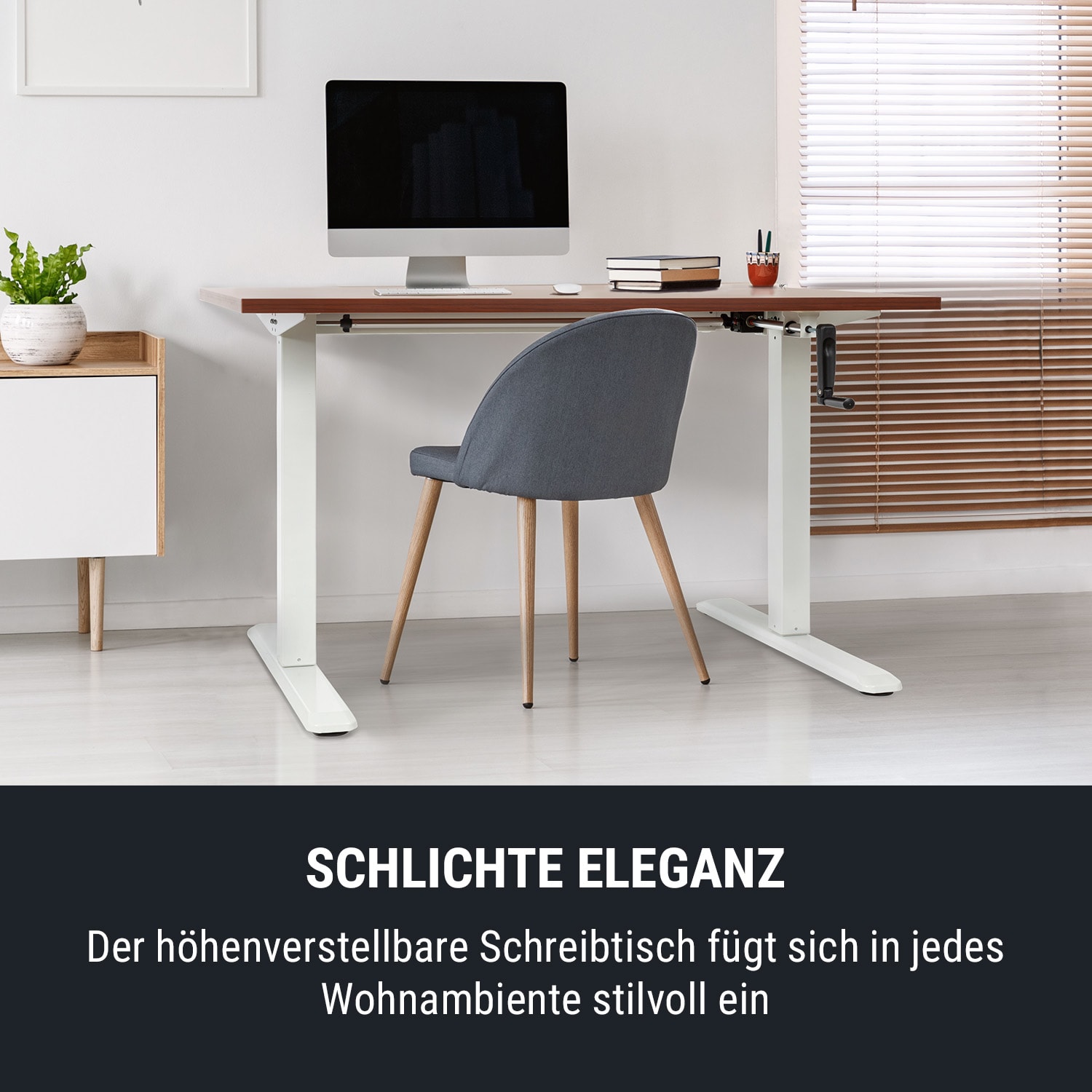 Multidesk höhenverstellbarer Schreibtisch manuell 73-123 cm Höhe weiß 