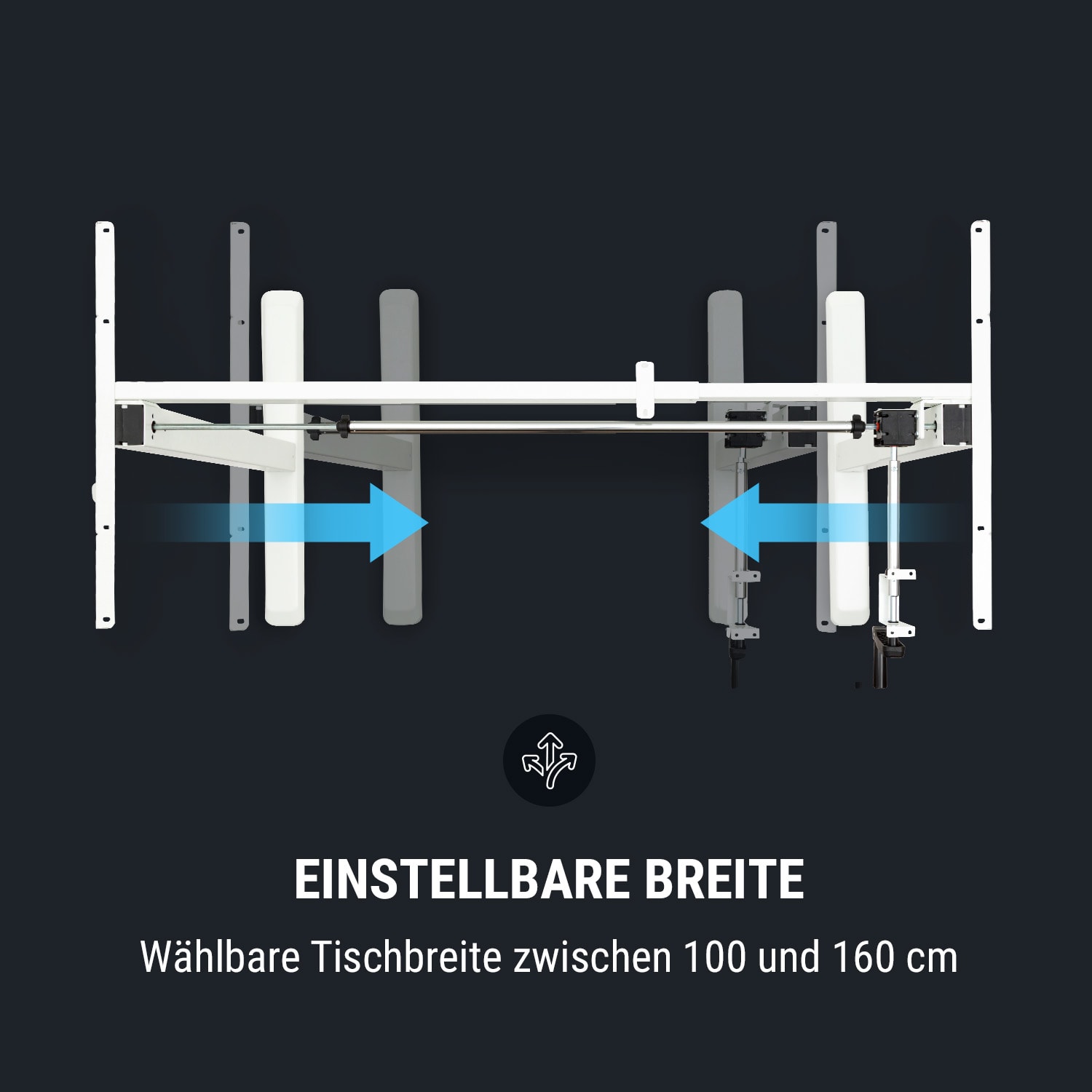 Multidesk höhenverstellbarer Schreibtisch manuell 73-123 cm Höhe weiß 