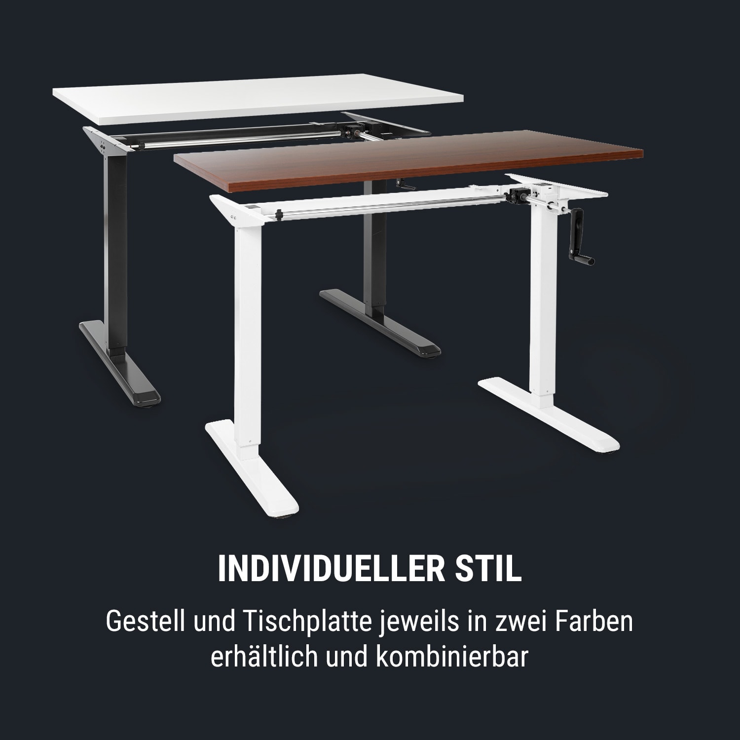 Multidesk höhenverstellbarer Schreibtisch manuell 73-123 cm Höhe weiß 