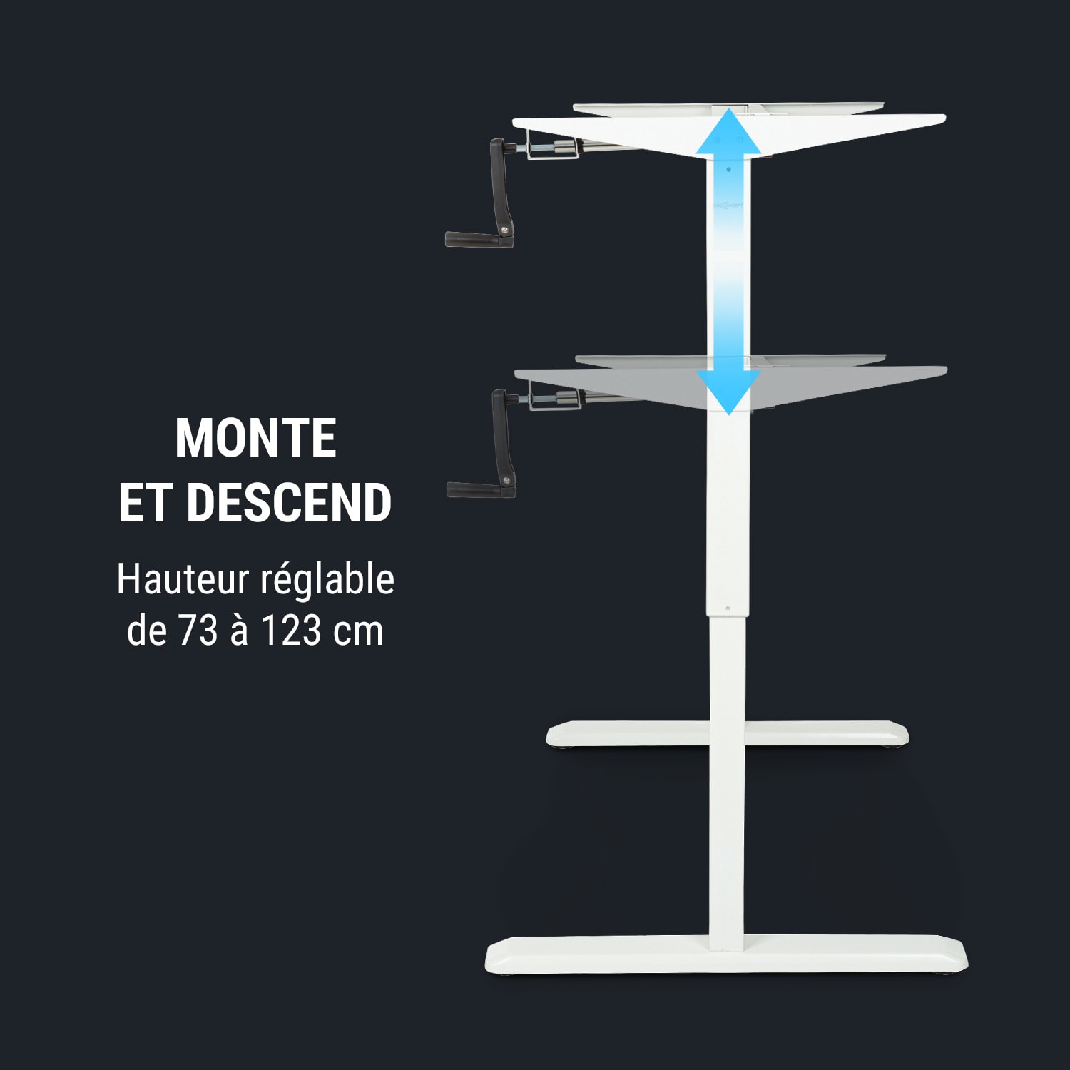 Multidesk in hoogte verstelbaar bureau manueel hoogte:73-123 cm wit