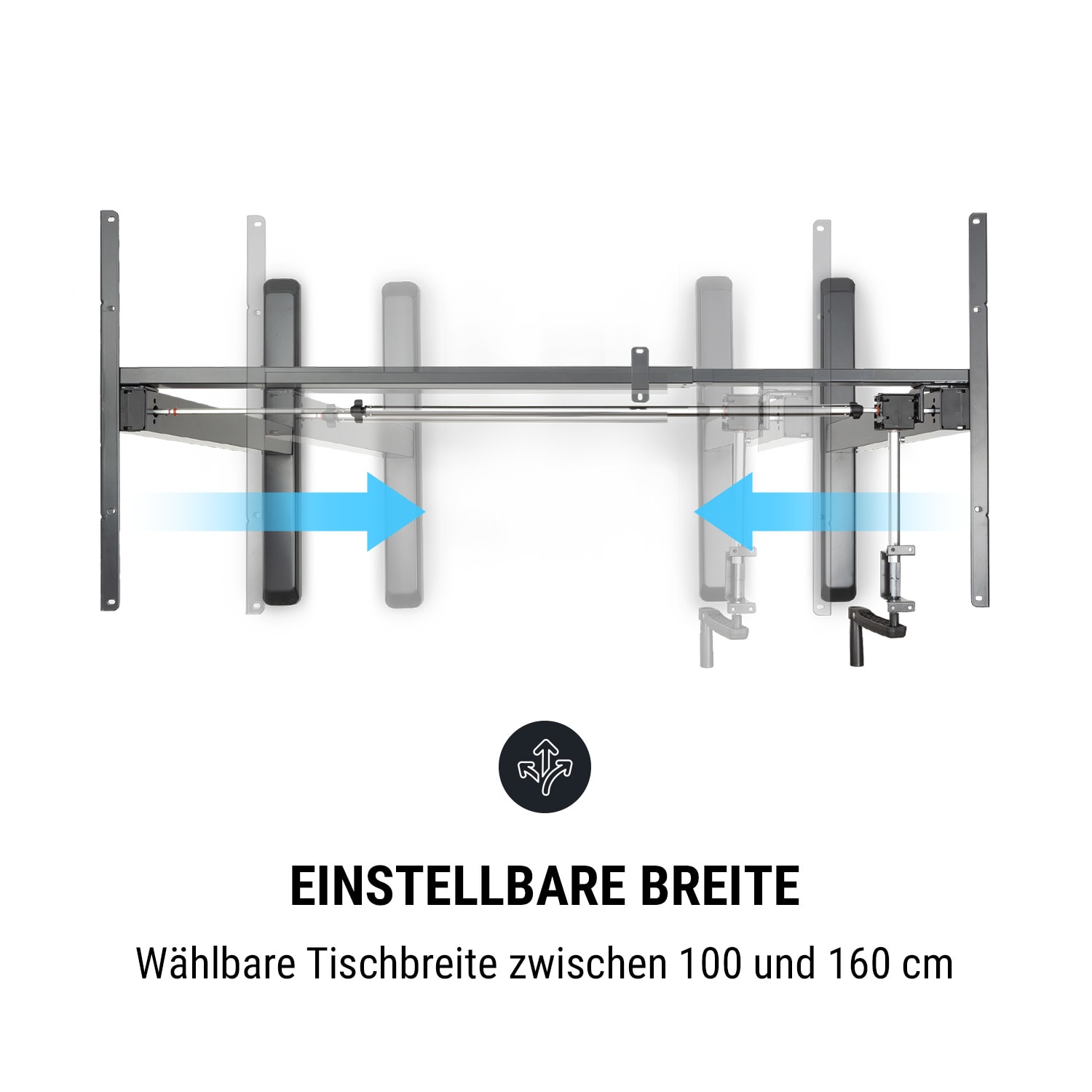Multidesk höhenverstellbarer Schreibtisch manuell 73-123 cm Höhe 
