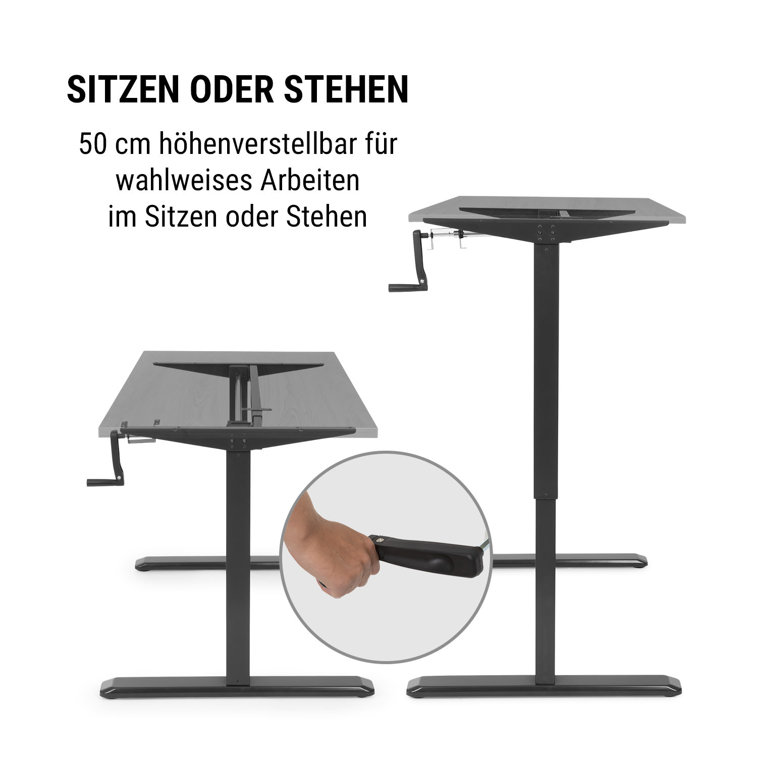 Multidesk höhenverstellbarer Schreibtisch manuell 73-123 cm Höhe 