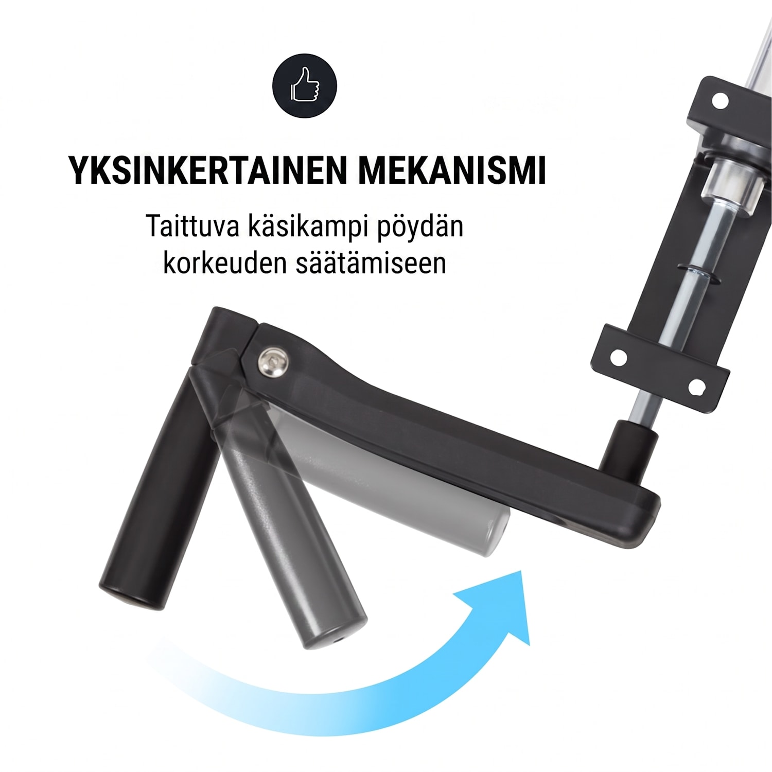 Multidesk -kirjoituspöytä korkeussäädettävä manuaalinen 73–123 cm musta manuaalinen ohjaus | Musta