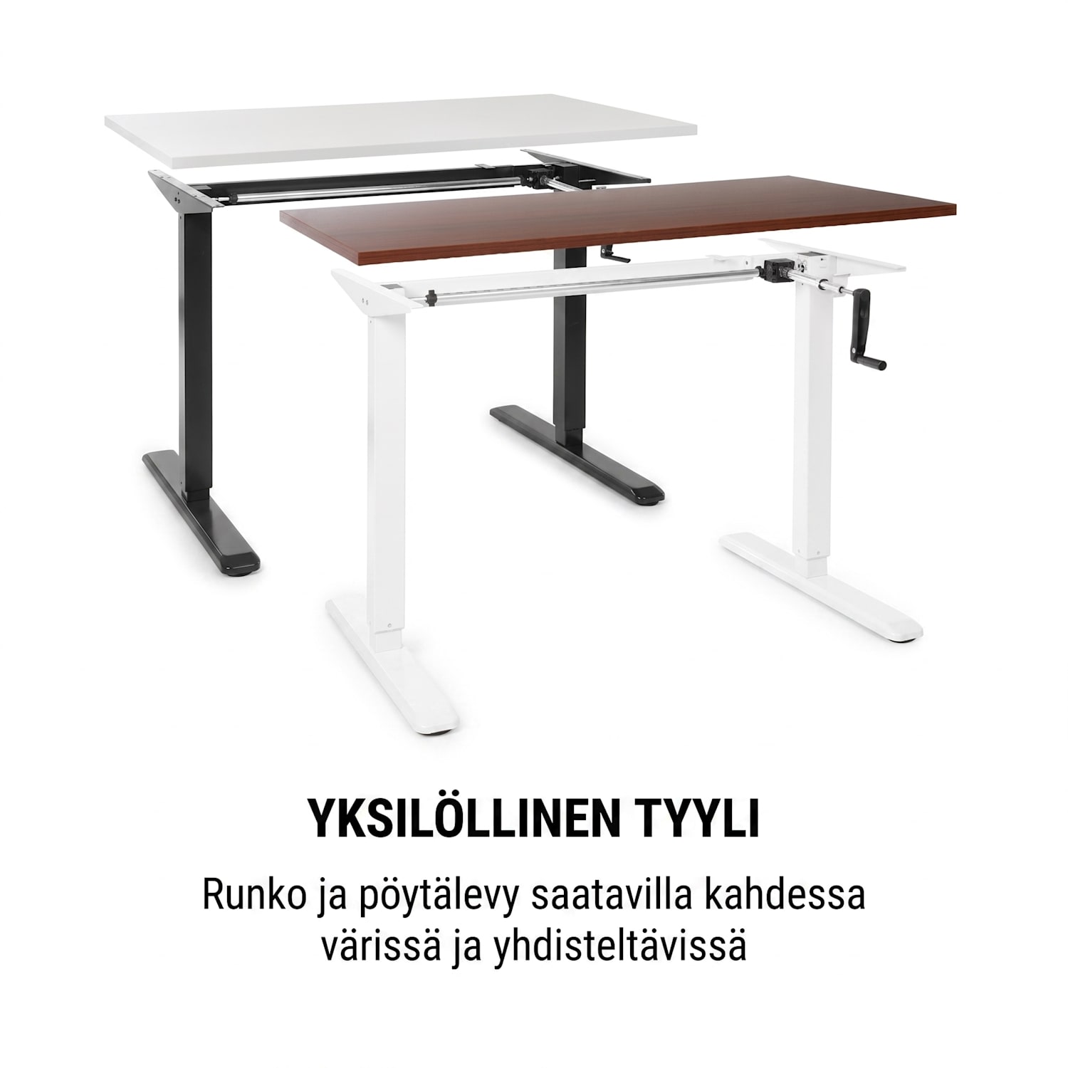 Multidesk -kirjoituspöytä korkeussäädettävä manuaalinen 73–123 cm musta manuaalinen ohjaus | Musta