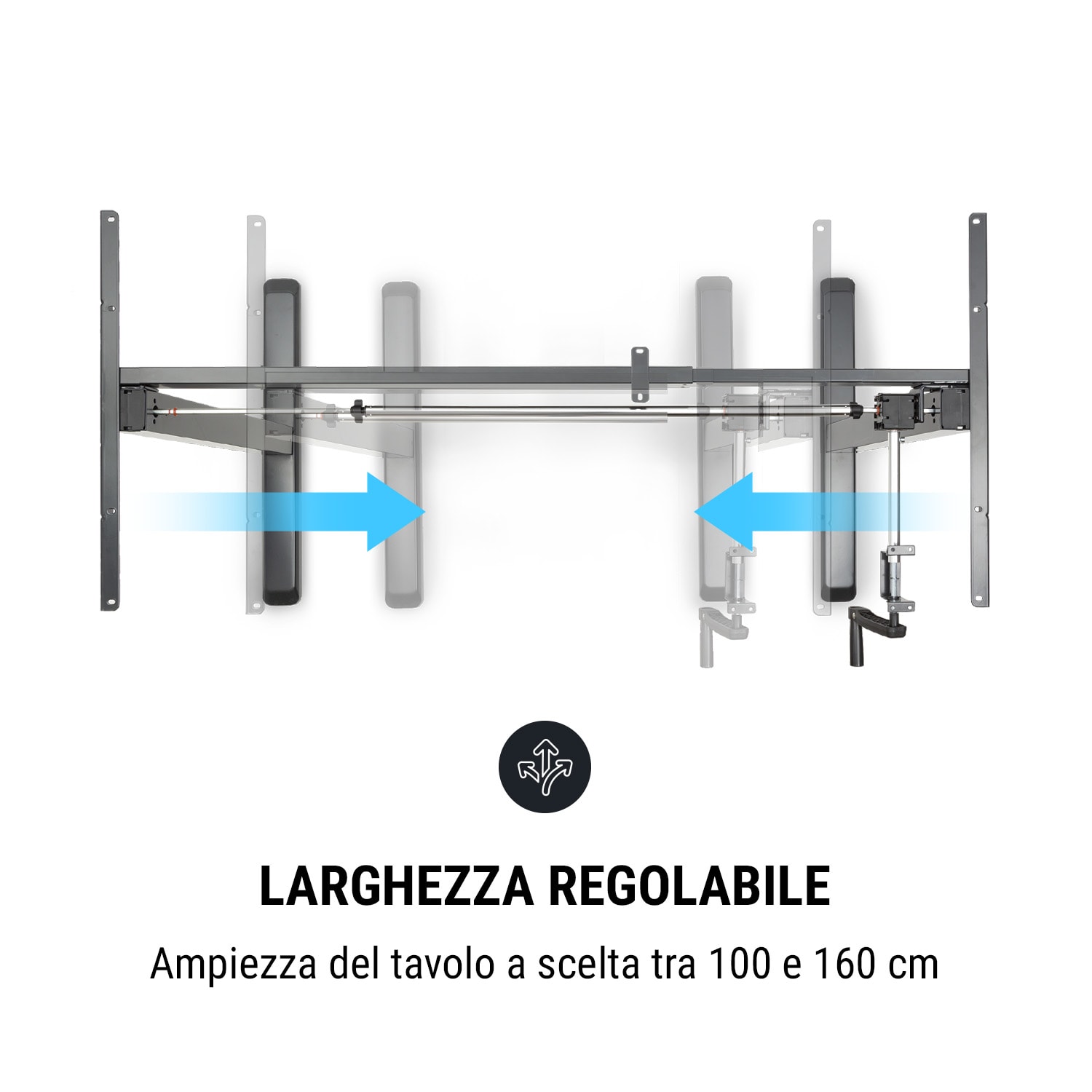 Multidesk scrivania regolabile manualmente in altezza 73-123 cm nero 