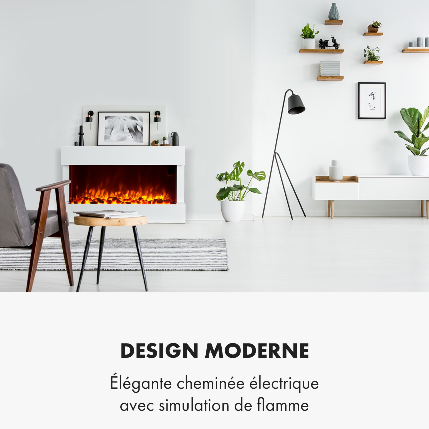 Studio 1 Cheminée électrique 1000/2000 W LED 10-30 °C Minuteur hebdomadaire 