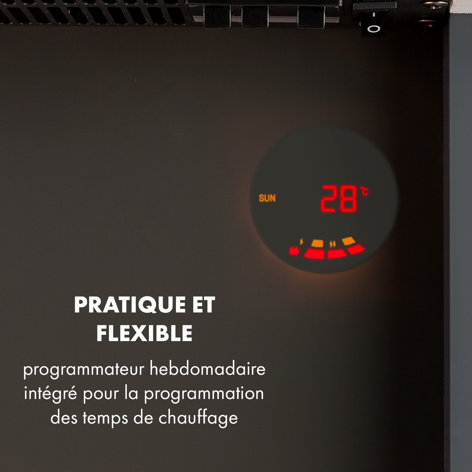 Studio 1 Cheminée électrique 1000/2000 W LED 10-30 °C Minuteur hebdomadaire 