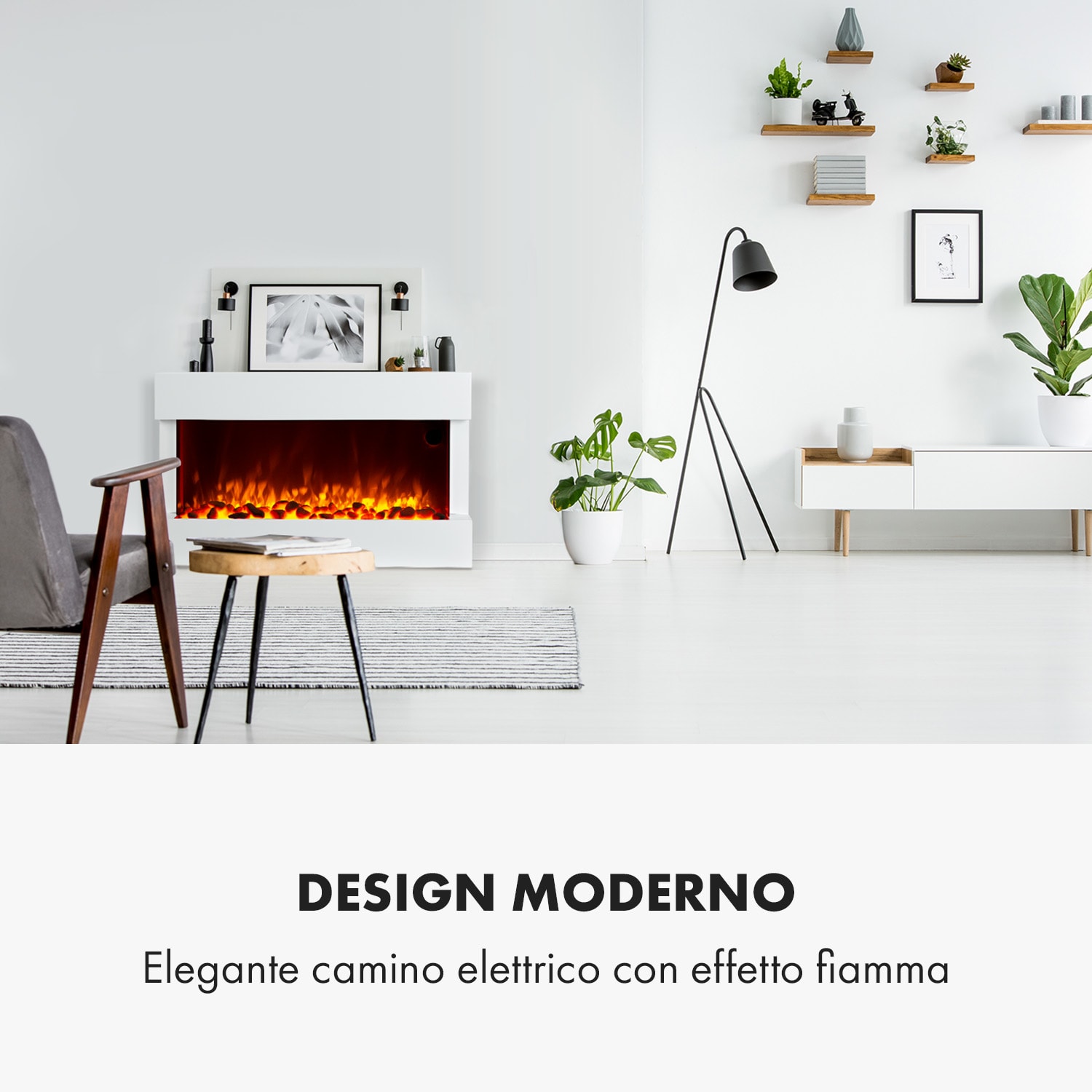Studio 1 - Camino elettrico, 1000/2000 W, LED, 10-30 °C, timer settimanale 
