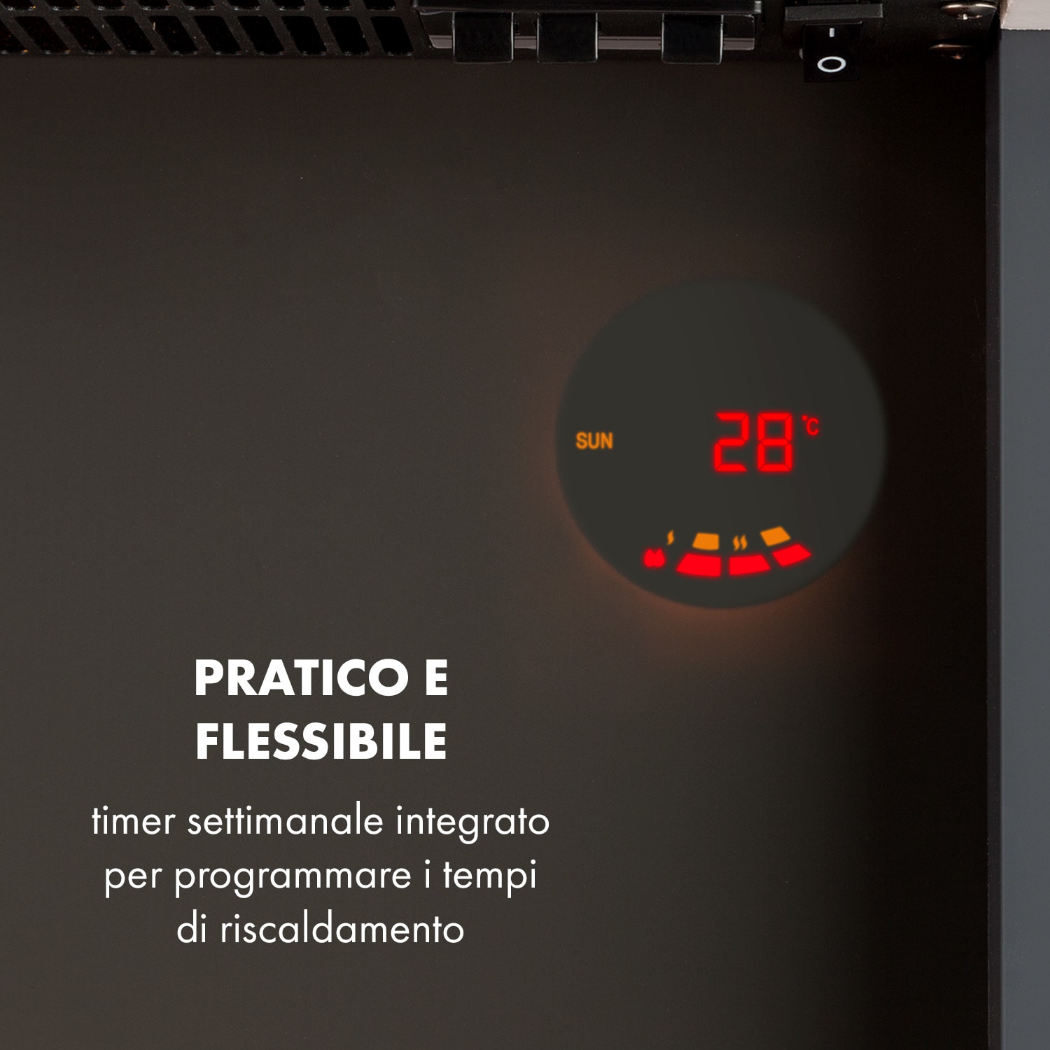 Studio 1 - Camino elettrico, 1000/2000 W, LED, 10-30 °C, timer settimanale 