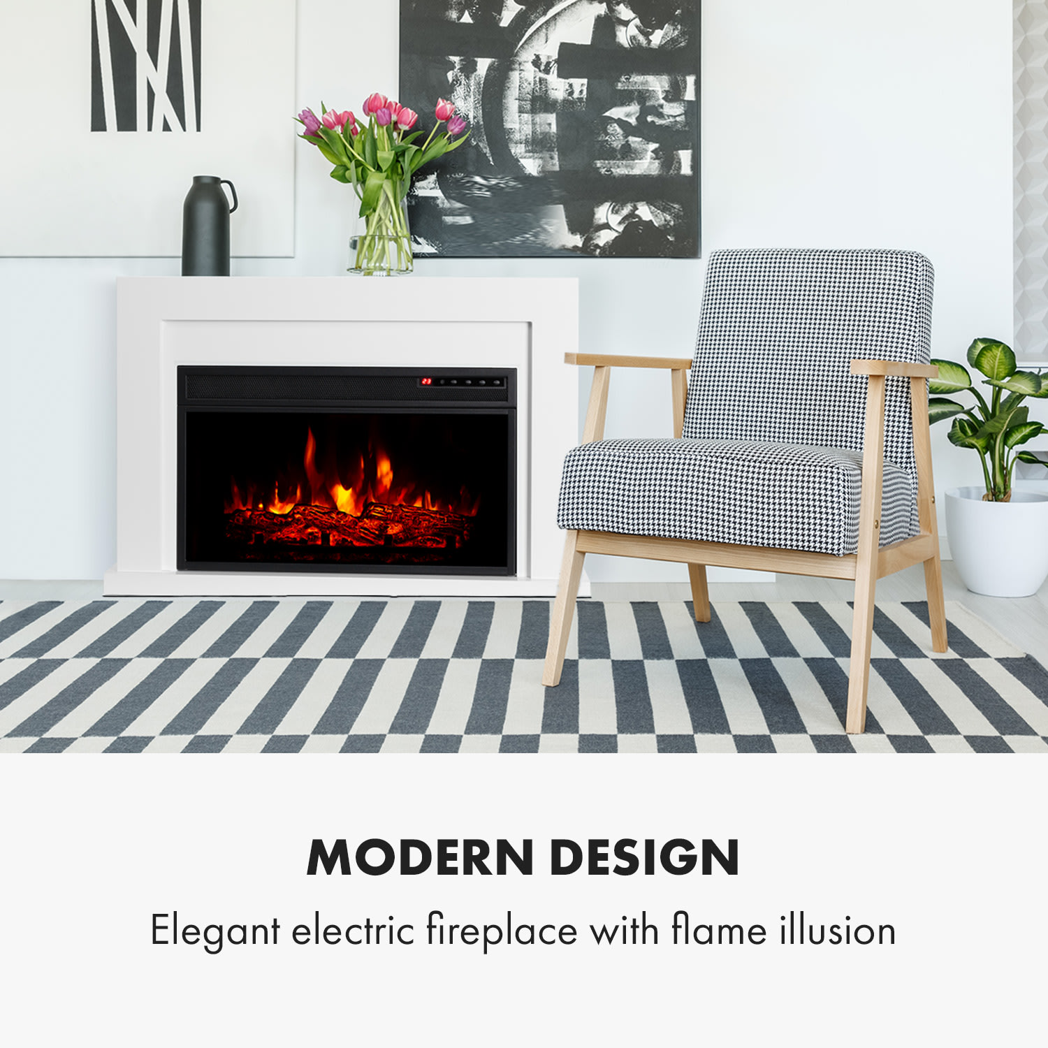 Blanca, șemineu electric, 1000/2000 W, LED, 10 – 30 °C, cronometru săptămânal