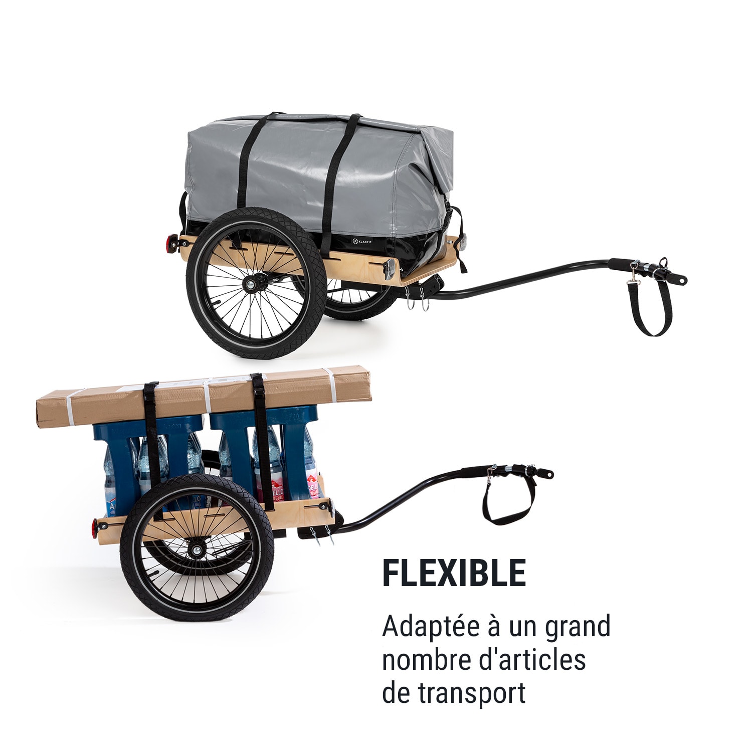 Companion Travel Remorque de vélo 40 kg - Pneus 16" - Noir & Bois Standard | Bouleau