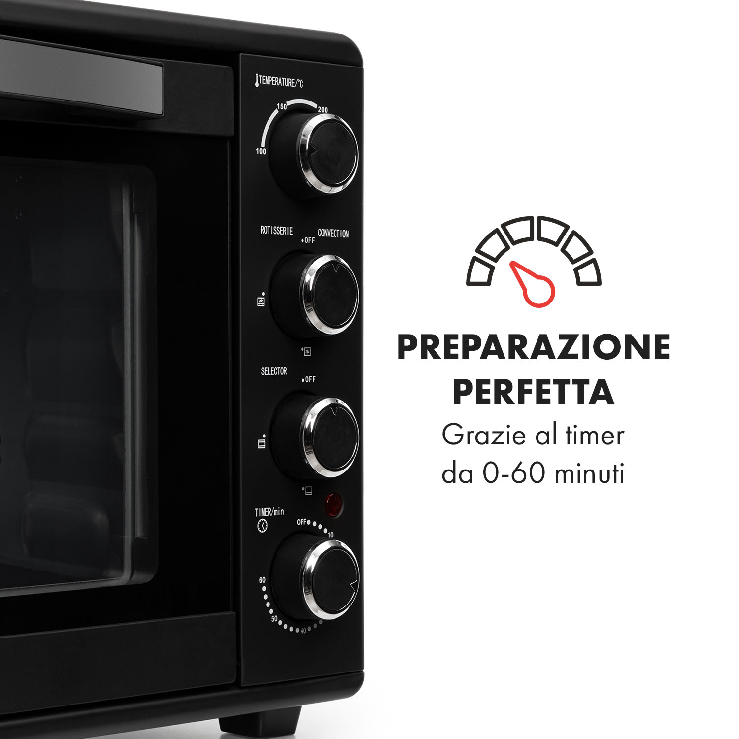Masterchef 60 mini-forno 60l 2000W 100-230 °C timer nero 60 Ltr | Nero