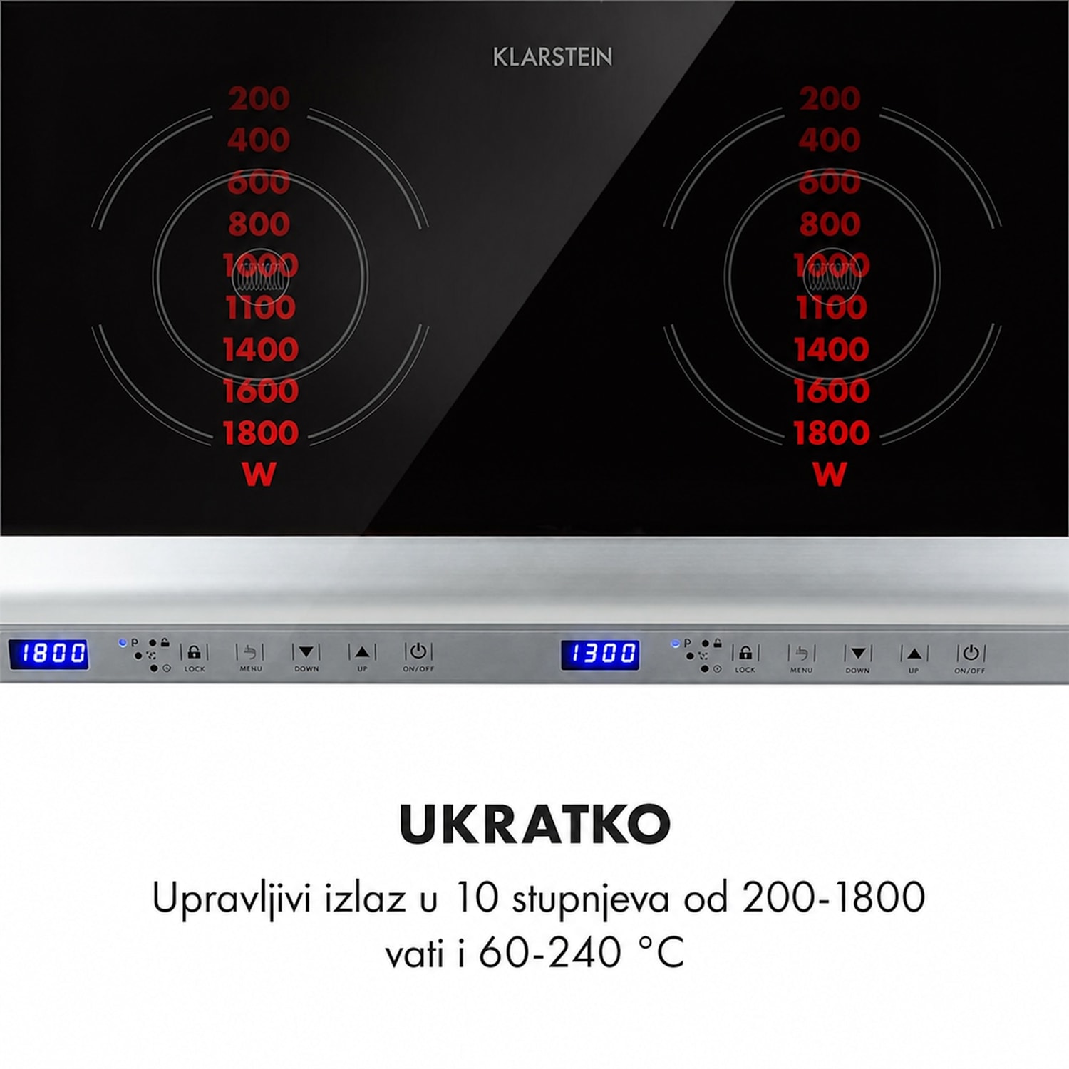 Cucinata, indukcijska ploča za kuhanje, 3100 W, 10 razina snage, 200 – 1300 W 
