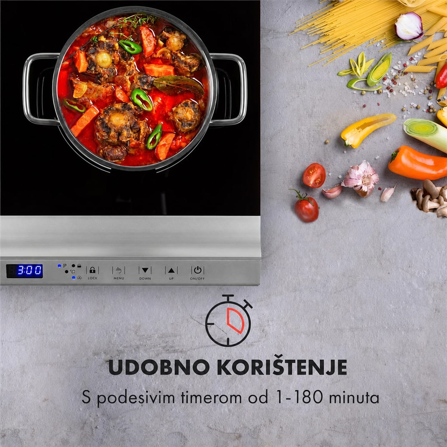 Cucinata, indukcijska ploča za kuhanje, 3100 W, 10 razina snage, 200 – 1300 W 