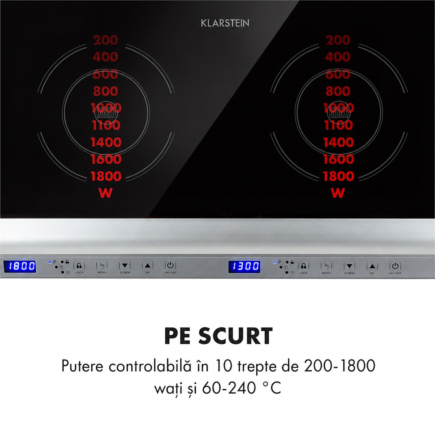 Cucinata, plită cu inducție, 3100 W, 10 niveluri de putere, 200 - 1300 W 