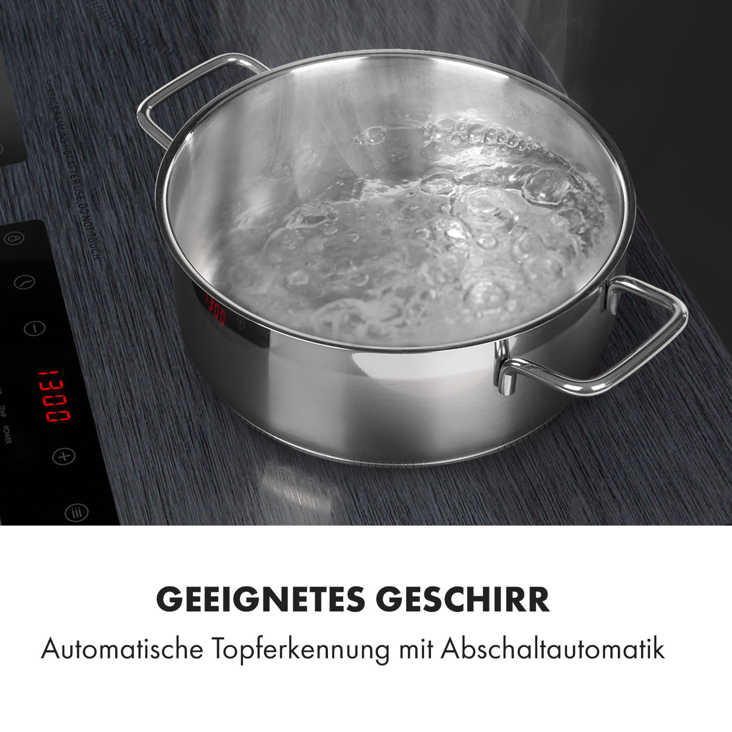 Varicook Steel Induktionskochfeld 3100W 10 Leistungsstufen Topfsensor 