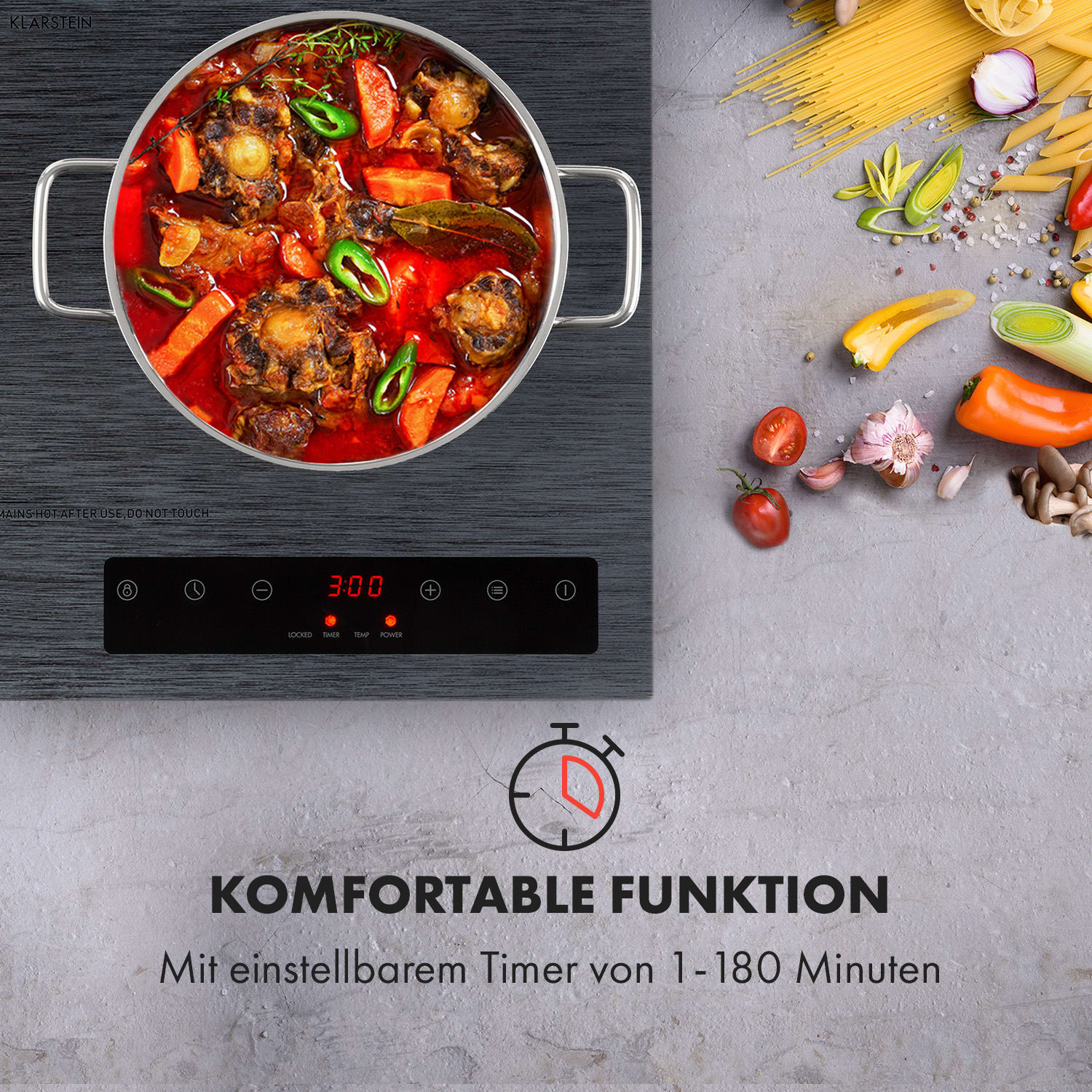 Varicook Steel Induktionskochfeld 3100W 10 Leistungsstufen Topfsensor 