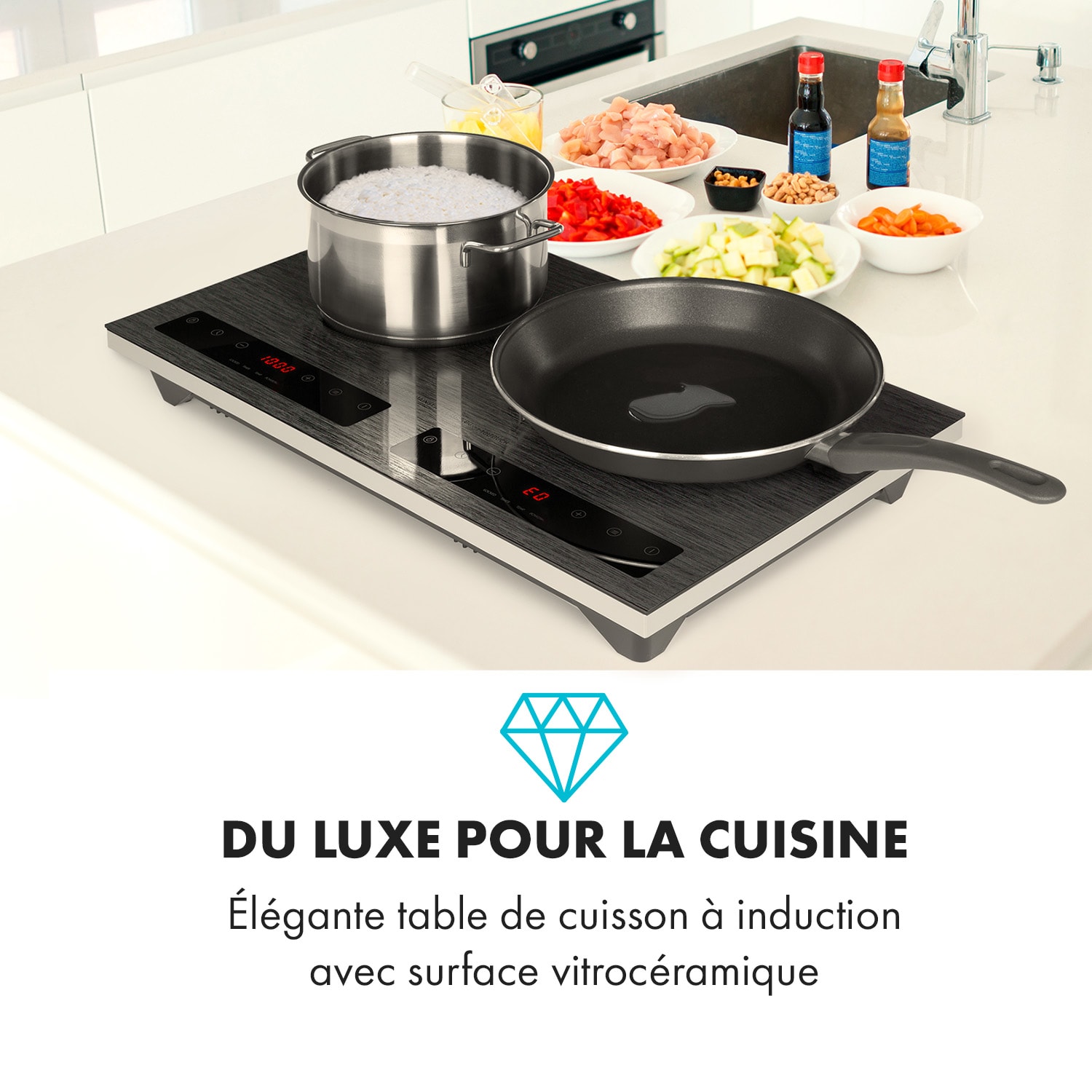 Varicook Steel Table à induction 3100W 10 niveaux 60 à 240° minuterie 