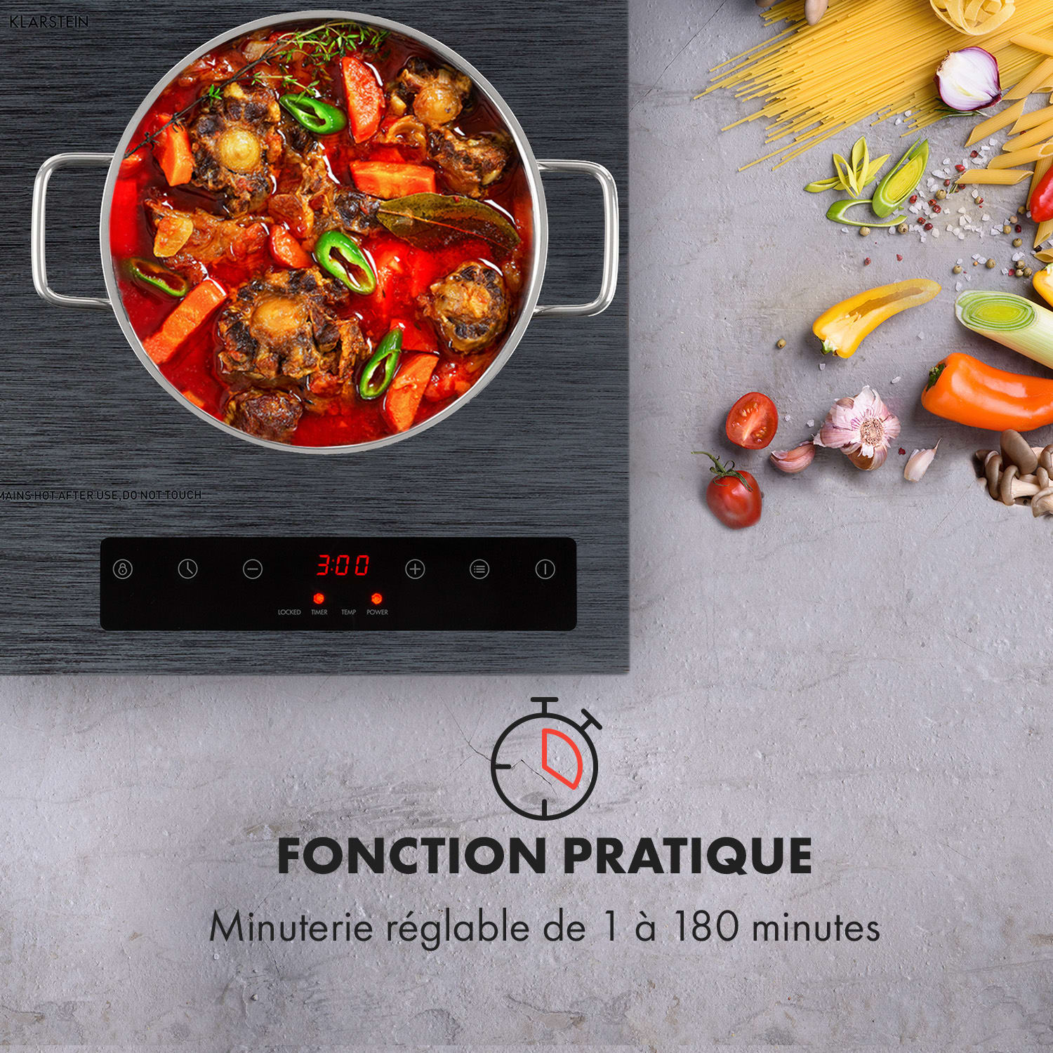 Varicook Steel Table à induction 3100W 10 niveaux 60 à 240° minuterie 
