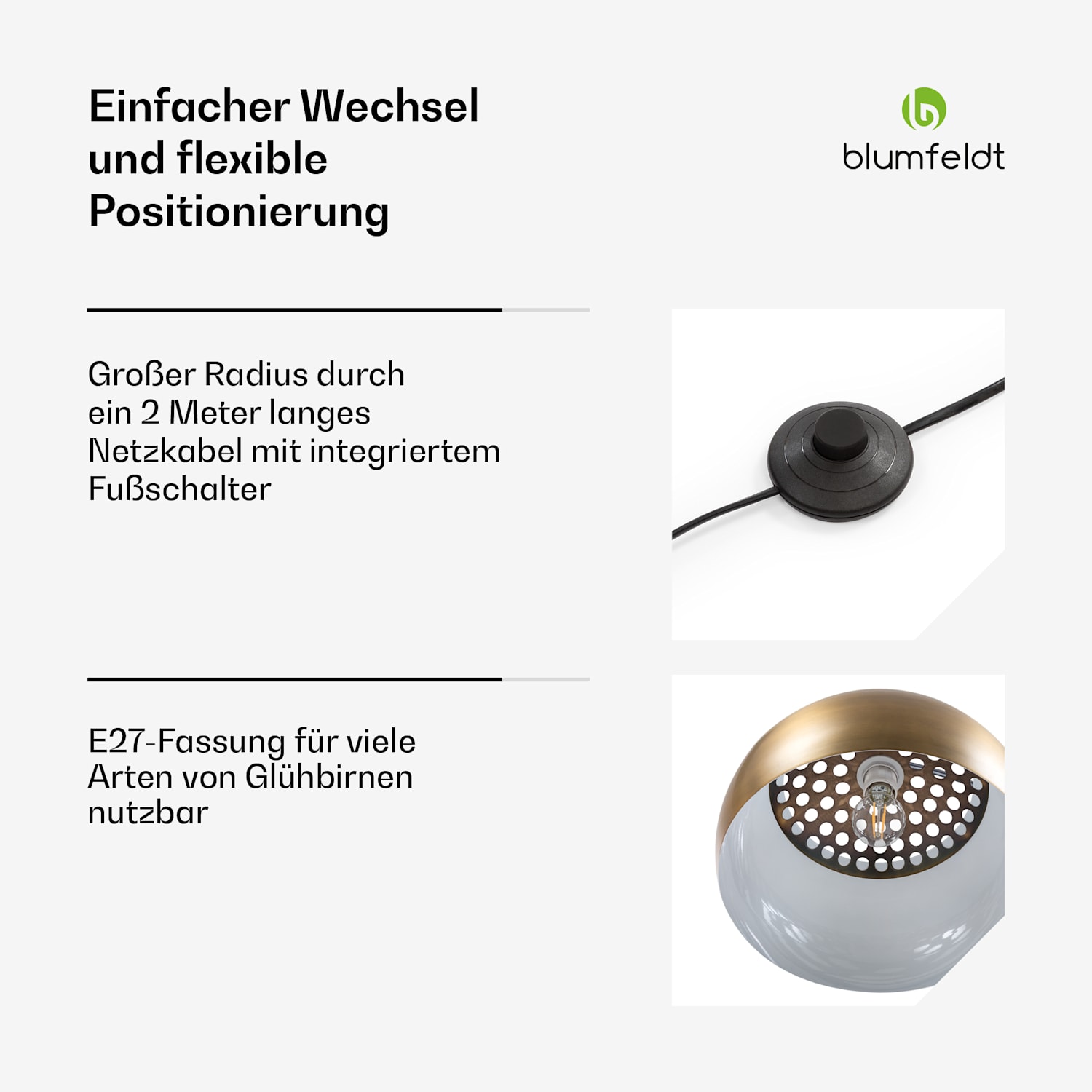 Amara Bogenlampe vergoldeter Schirm Marmorsockel E27 Netzkabel: 2 m Gold