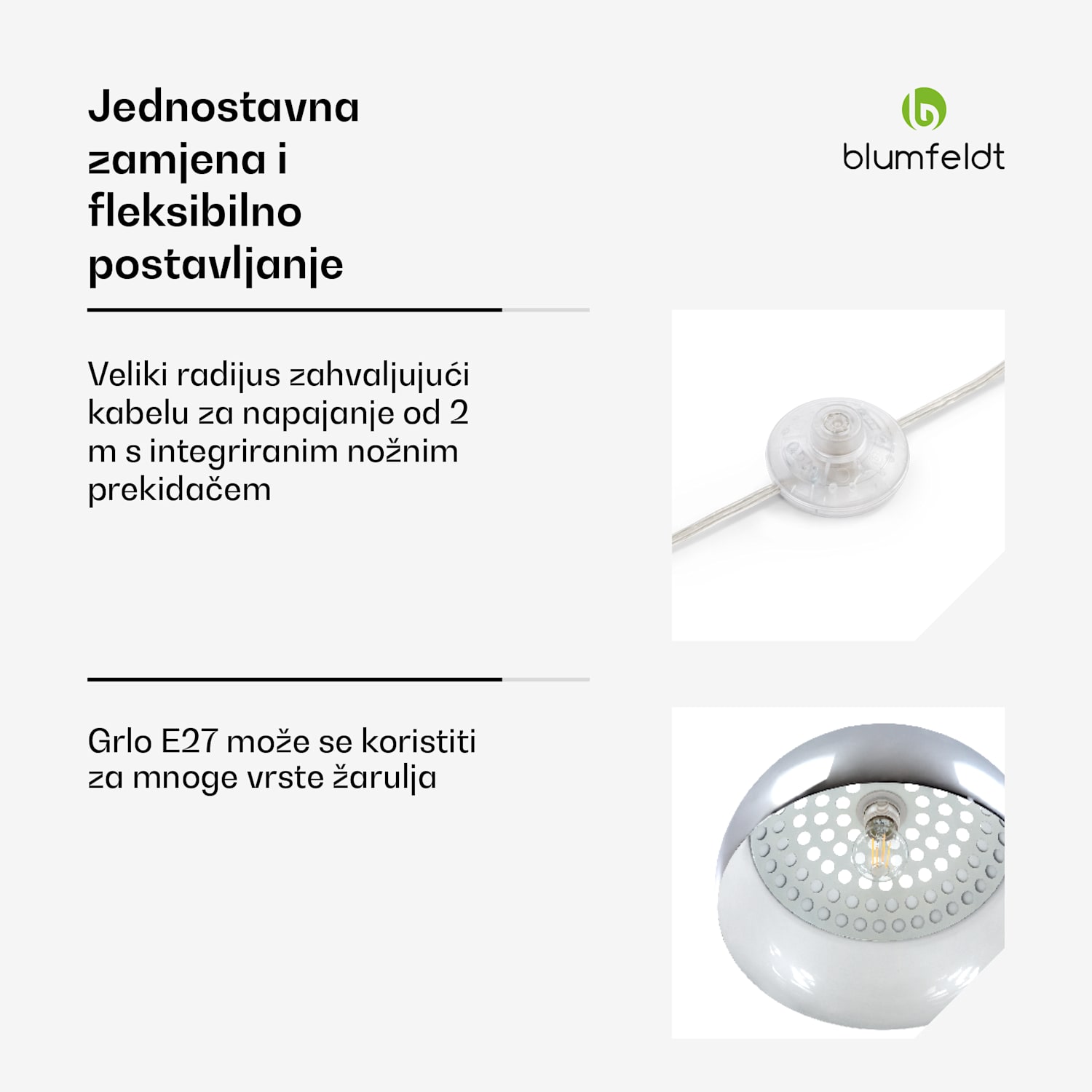 Nael, lučna svjetiljka, srebrno sjenilo, mramorno podnožje, E27 navoj, mrežni kabel: 2 m, srebrna 