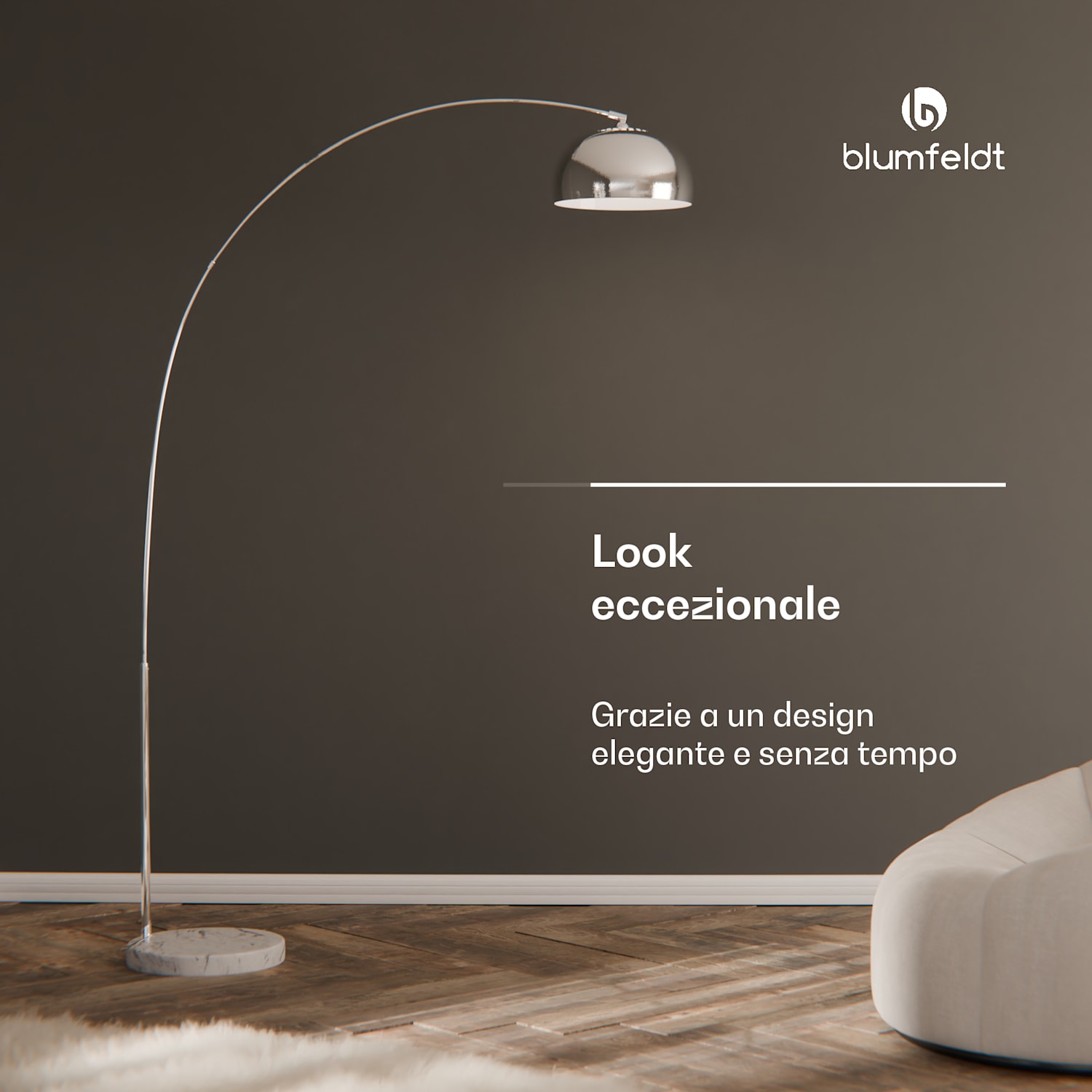 Nael Lampada ad Arco Schermo Argentato Base in Marmo E27 Cavo: 2 m argento Argento