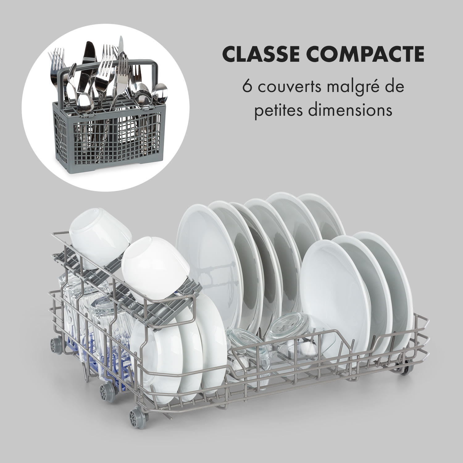 Azuria Lave-vaisselle 1380 W 6,5 L 6 couverts façade vitrée noire 