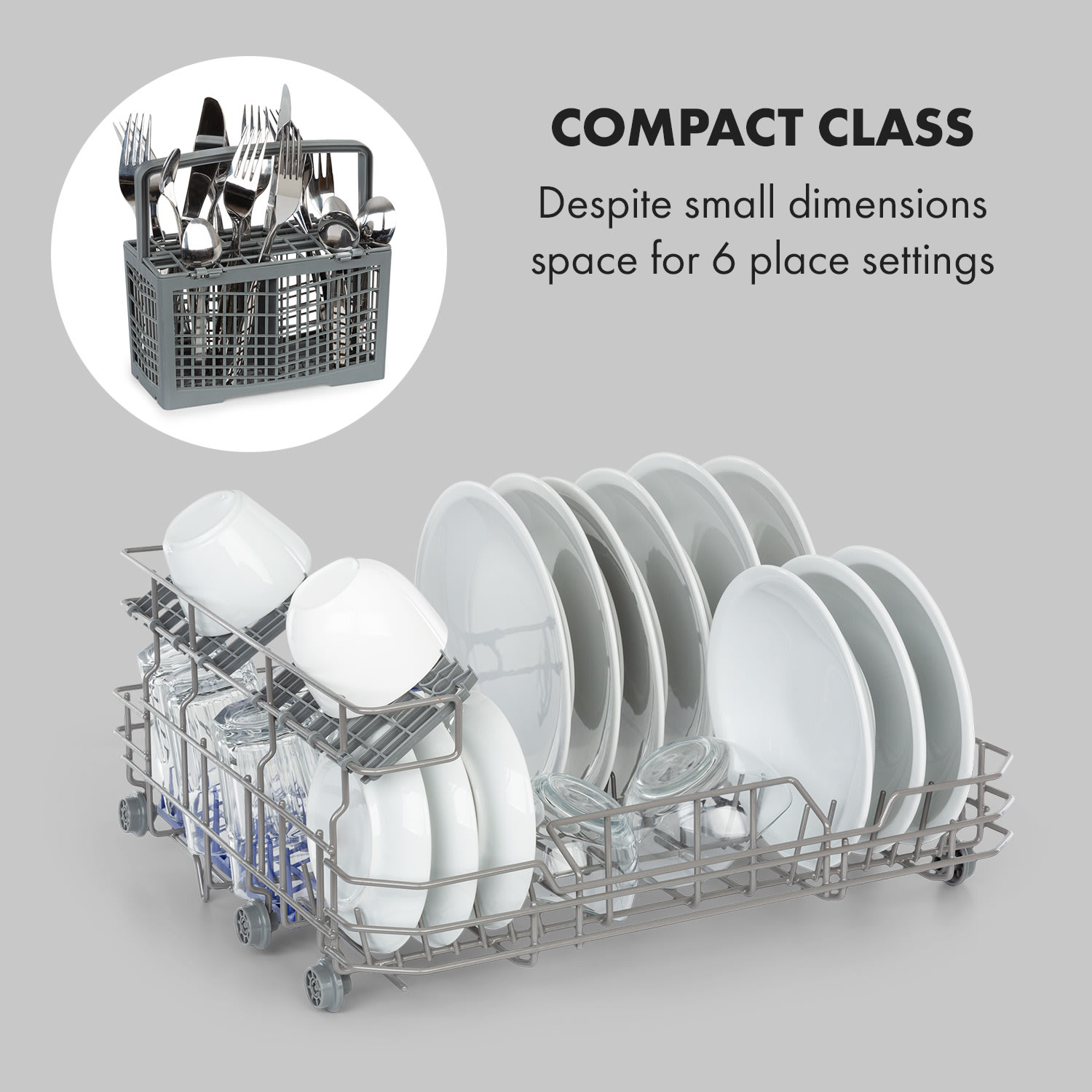 Azuria Dishwasher 1380W 6.5 L 6 place settings black glass front 