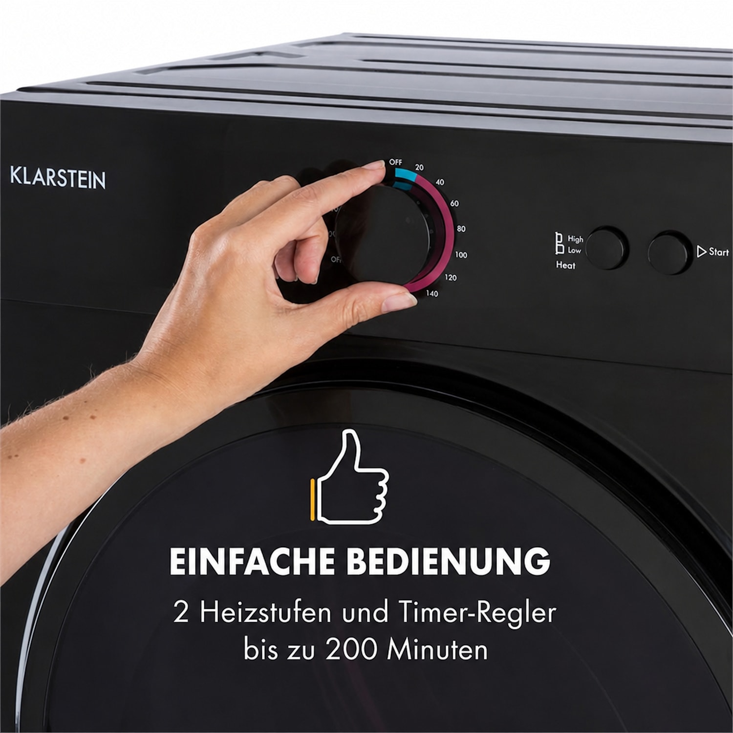 Jet Set Mini-Wäschetrockner Ablufttrockner 1020W EEK G 3kg 50cm Schwarz