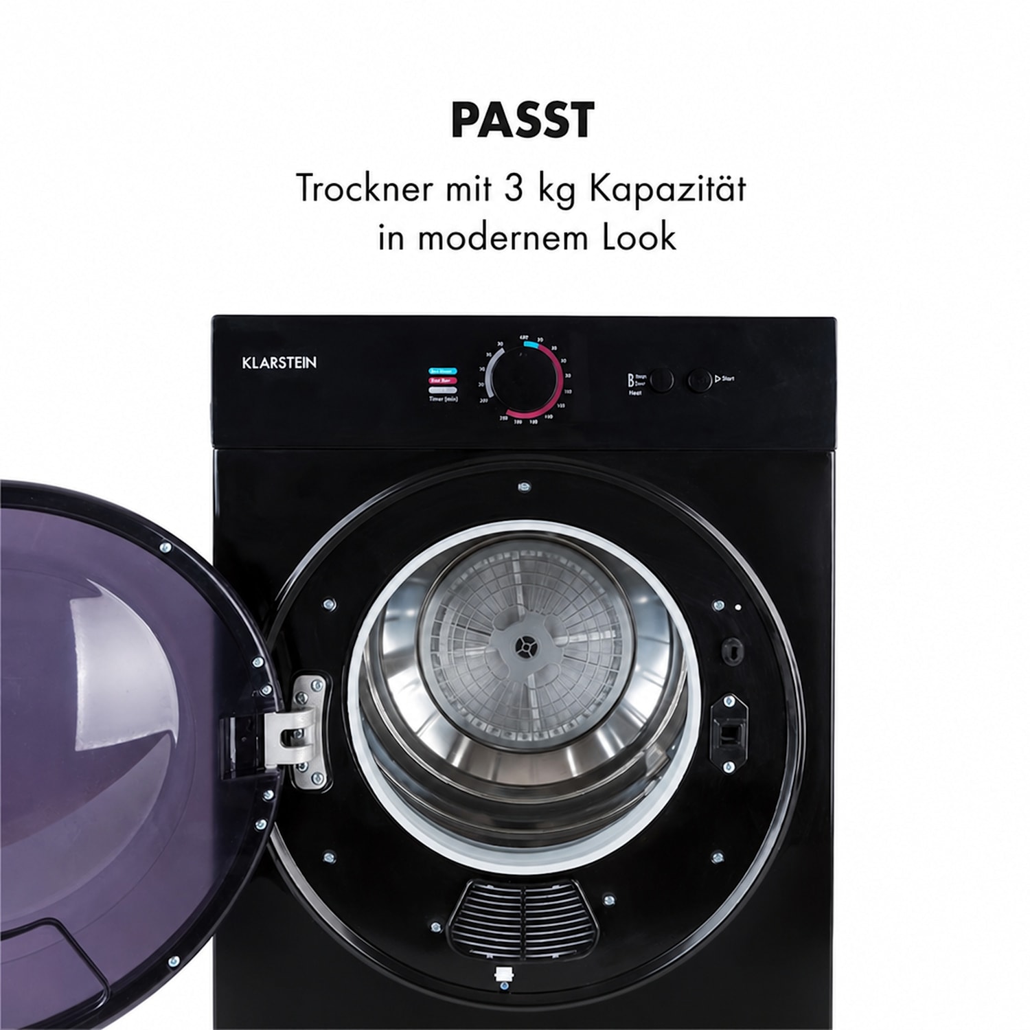 Jet Set Mini-Wäschetrockner Ablufttrockner 1020W EEK G 3kg 50cm Schwarz