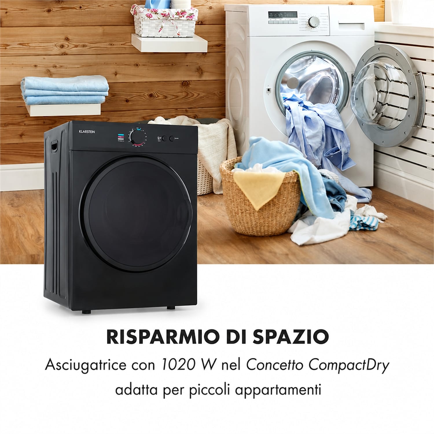 Jet Set Asciugatrice a evacuazione 1020W Classe G 3kg 50cm nero Nero