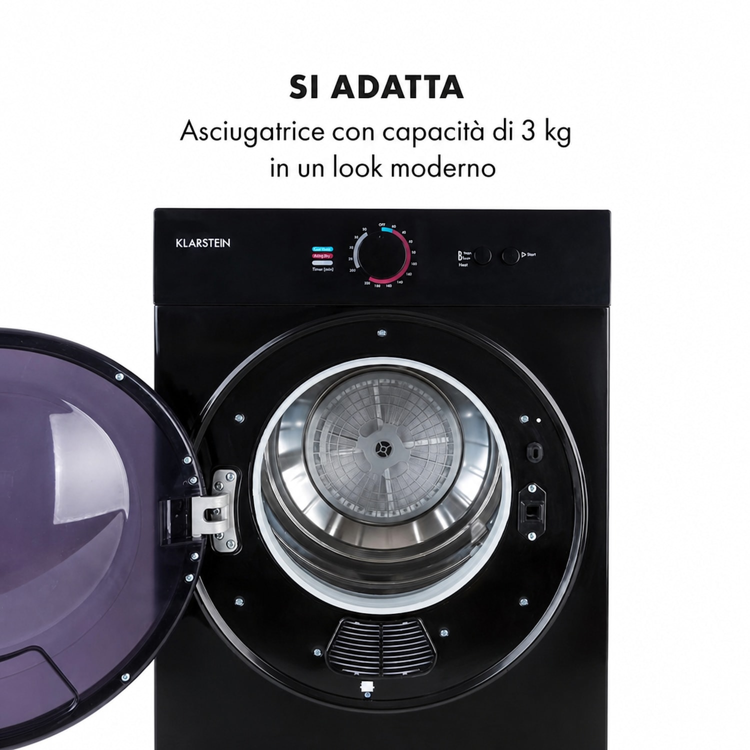 Jet Set Asciugatrice a evacuazione 1020W Classe G 3kg 50cm nero Nero