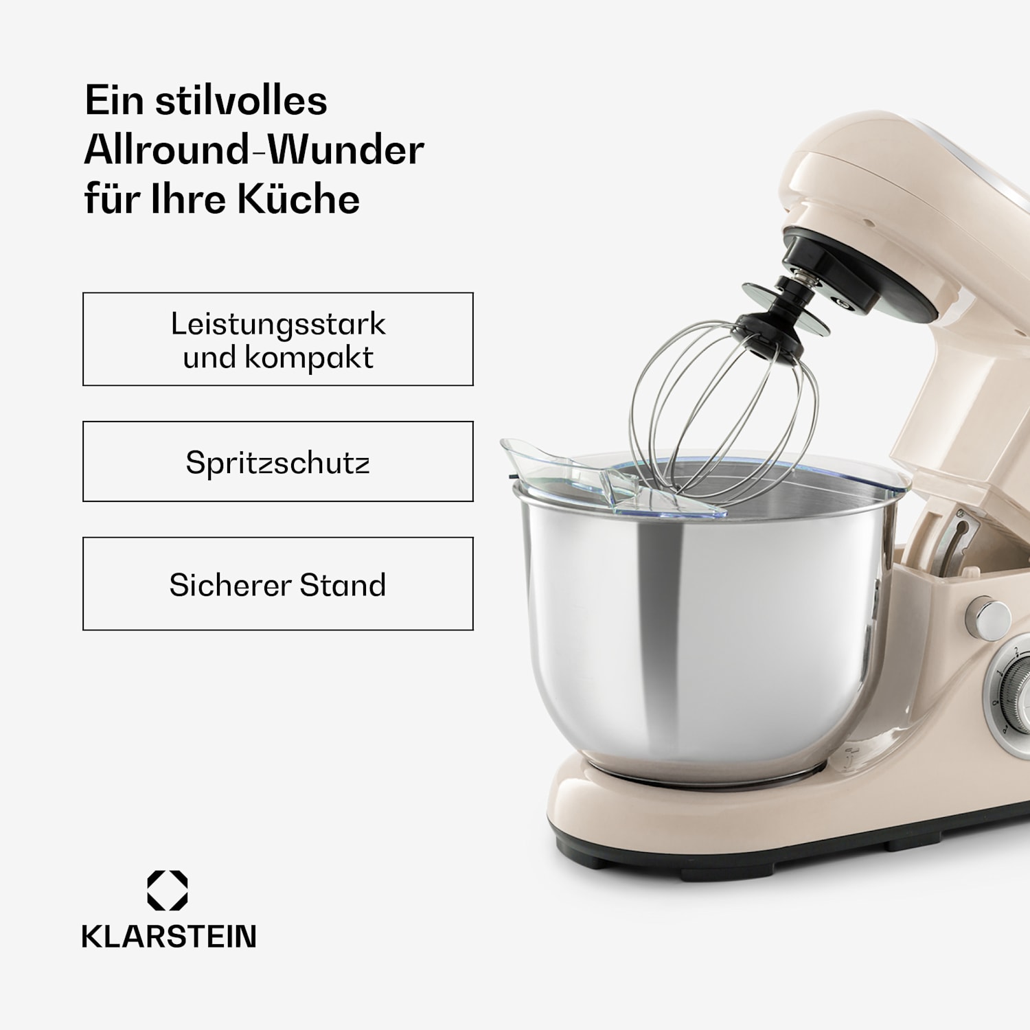 Bella Pico 2G Küchenmaschine 1300W 1,7PS 6 Stufen 5 Liter Vintage-Creme