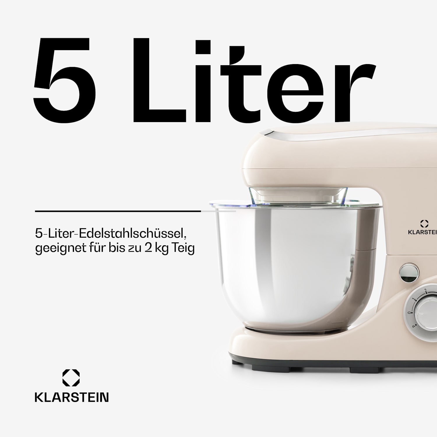 Bella Pico 2G Küchenmaschine 1300W 1,7PS 6 Stufen 5 Liter Vintage-Creme