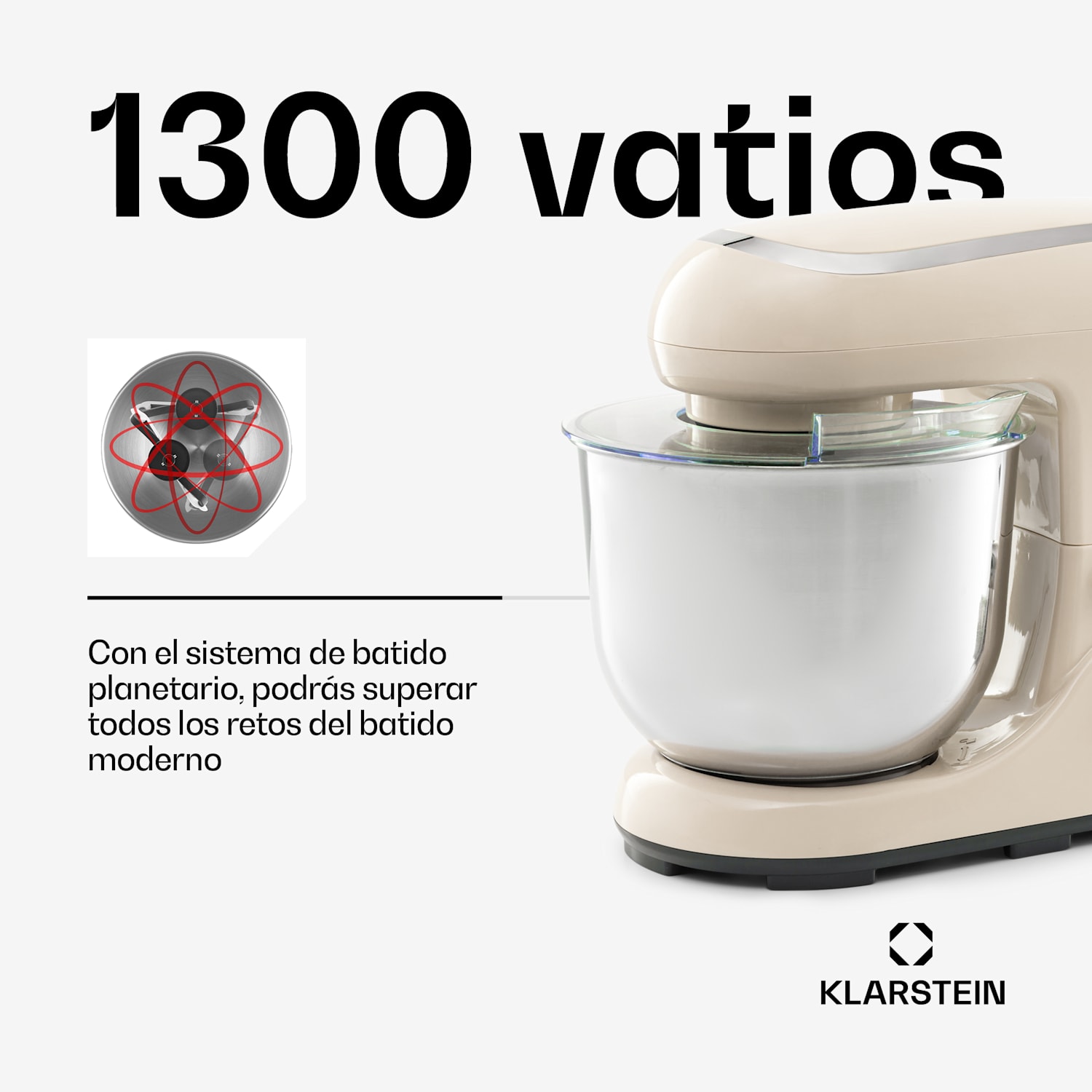 Procesador de alimentos Bella Pico 2G 1300W 1,7HP 6 Pasos 5 Litros Crema Vintage