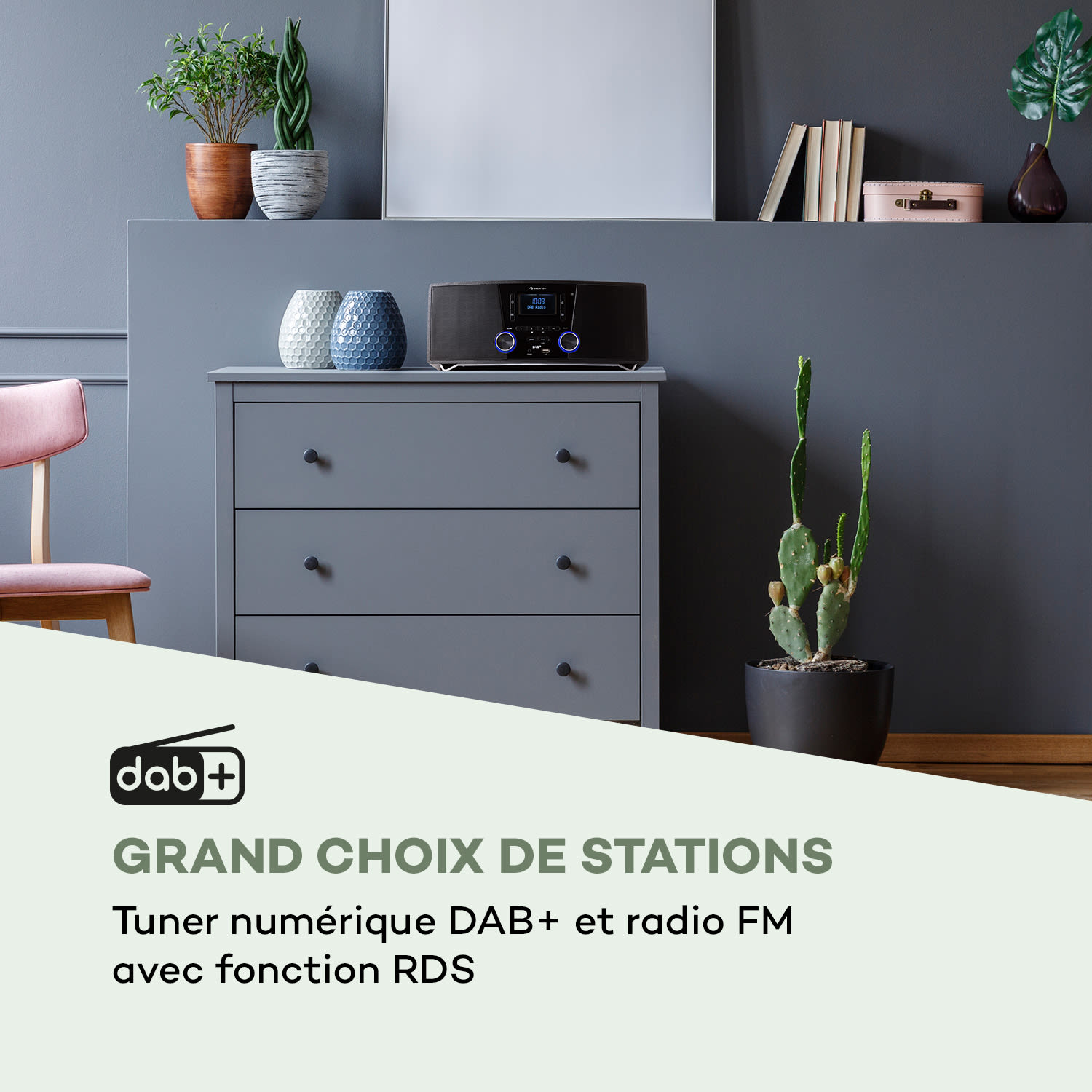 Stockton micro chaîne stéréo 20 W max. DAB+ FM lecteur CD BT OLED noir 