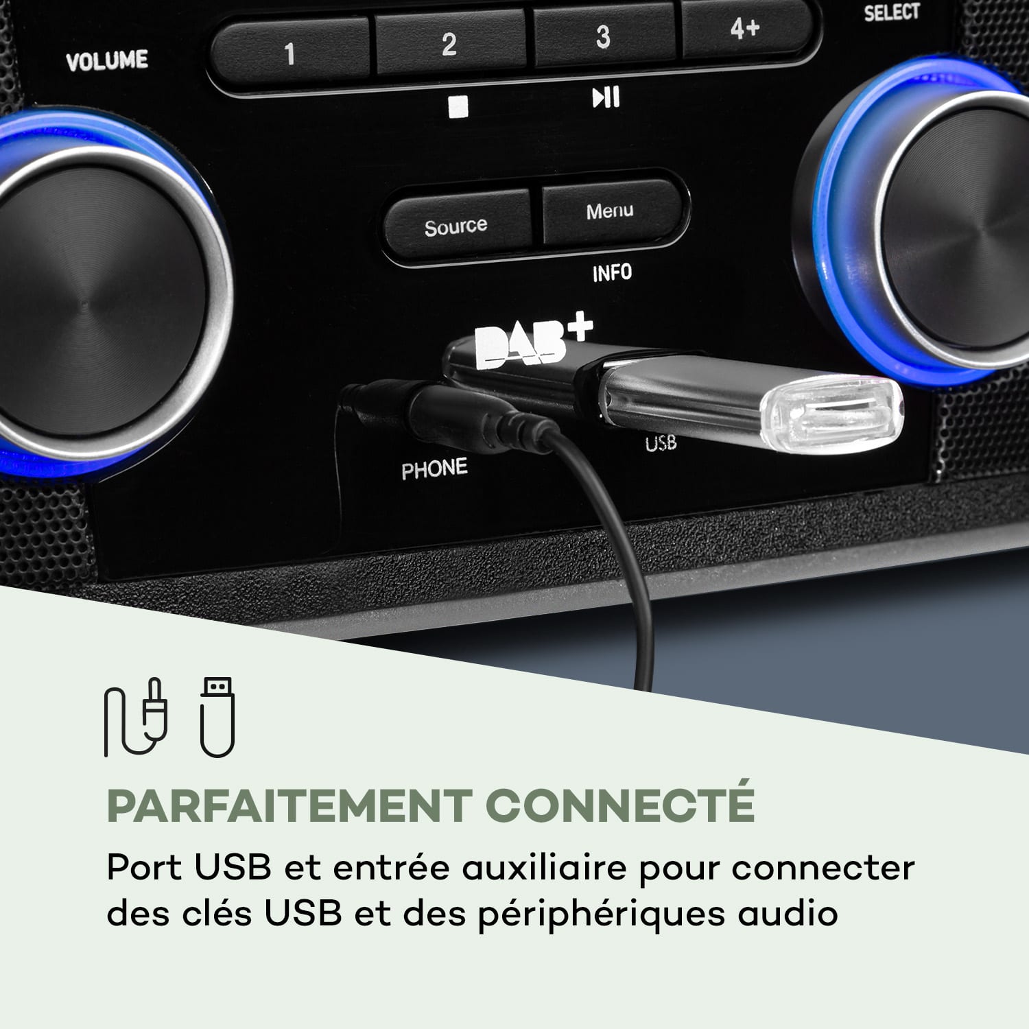 Stockton micro chaîne stéréo 20 W max. DAB+ FM lecteur CD BT OLED noir 