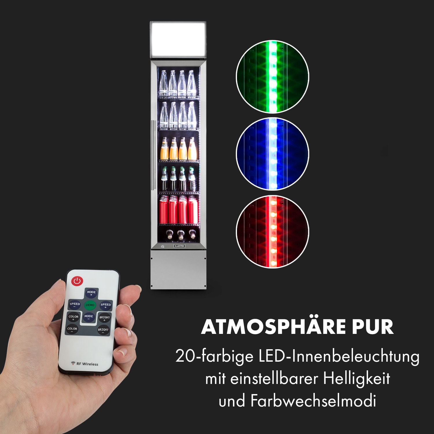 Berghain Getränkekühlschrank 160l RGB-Innenlicht 230W 2-8°C Edelstahl 160 Ltr