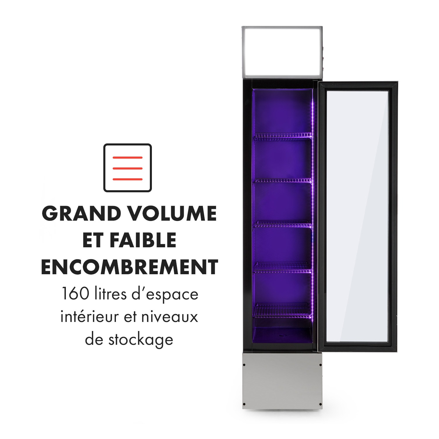 Berghain Pro Réfrigérateur à boissons 160L 230W 2 à 8°C LED - inox 160 L