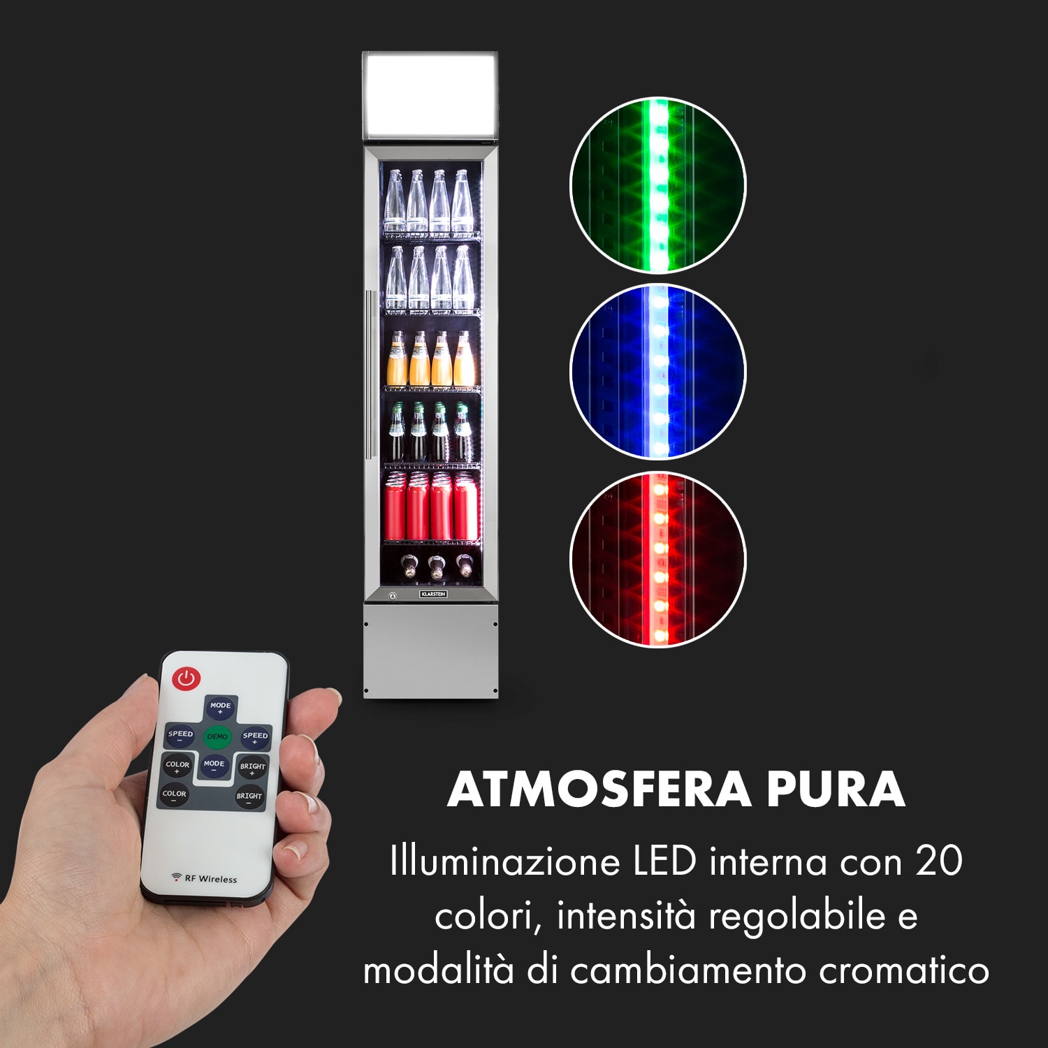 Berghain Pro frigorifero per bevande 160l luce interna 230W 2-8°C acciaio inox 160 Ltr