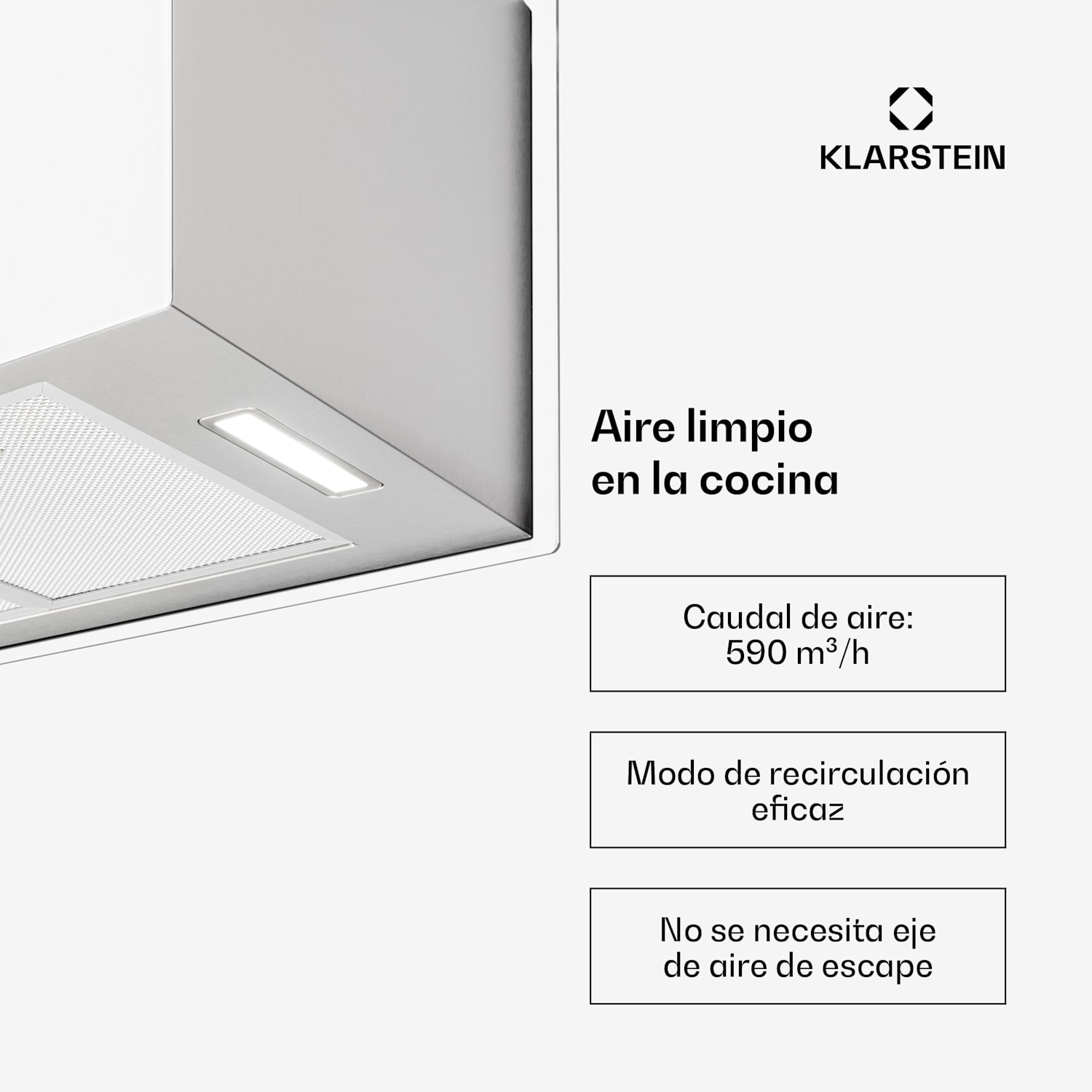Kronleuchter XL extractor para isla 90cm circulación de aire 590m2/h iluminación LED táctil blanco Blanco