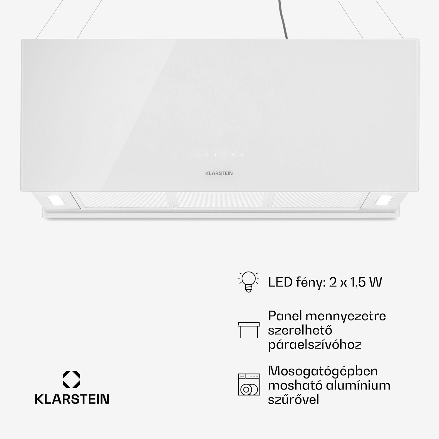Kronleuchter XL, mennyezeti páraelszívó, 90 cm, 590 m³/ó, LED, érintőképernyős, fehér Fehér