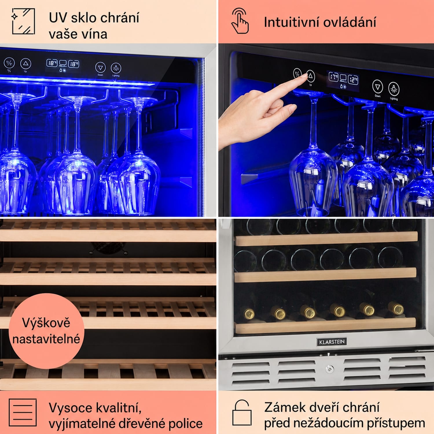 Vinovilla 127, vinotéka, 320 l/127 lahví, skleněné dveře, nerezová ocel 127 lahví | 1 chladící zóna | Nerezová ocel