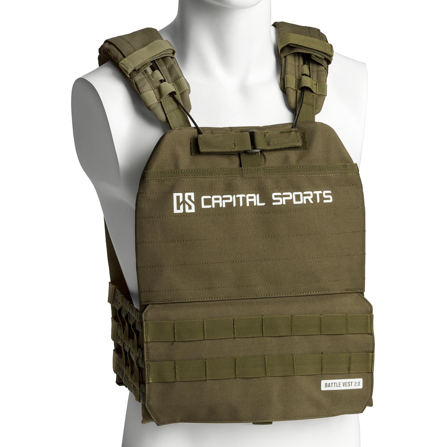 Battlevest 2.0, zátěžová vesta, 2 x 4 kg závaží, olivová Včetně 2 váhových desek | Olivově Zelená
