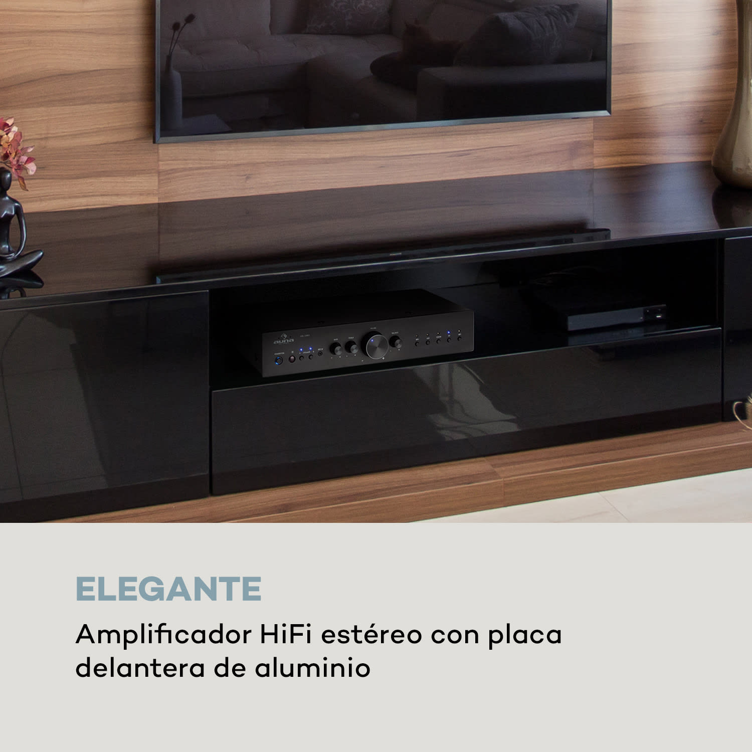 AV2-CD608BT Amplificador estéreo Hi-Fi 4x100W RMS BT Entrada óptica digital USB Negro Negro