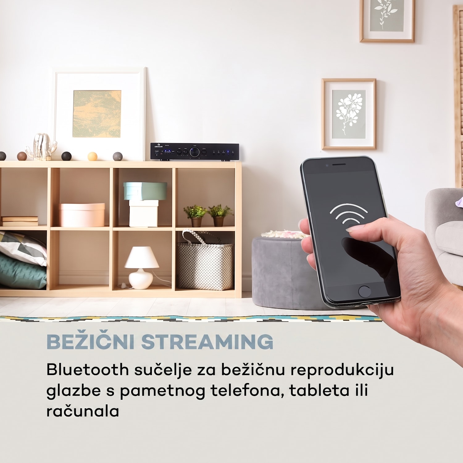 AV2-CD608BT, HiFi stereo pojačalo, 4 x 100 W RMS, BT, digitalni optički ulaz, crno Crna