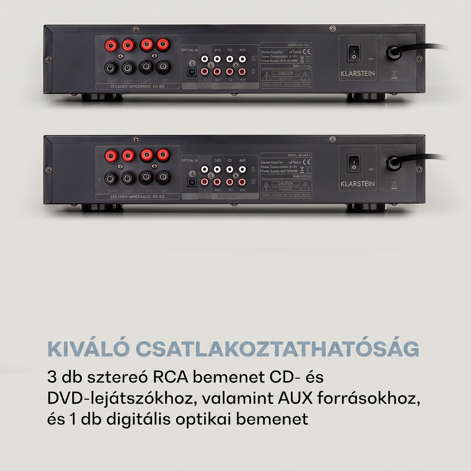 AV2-CD608BT, HiFi sztereo erősítő, 4 x 100 W RMS, BT, digitális optikai bemenet, fekete Fekete
